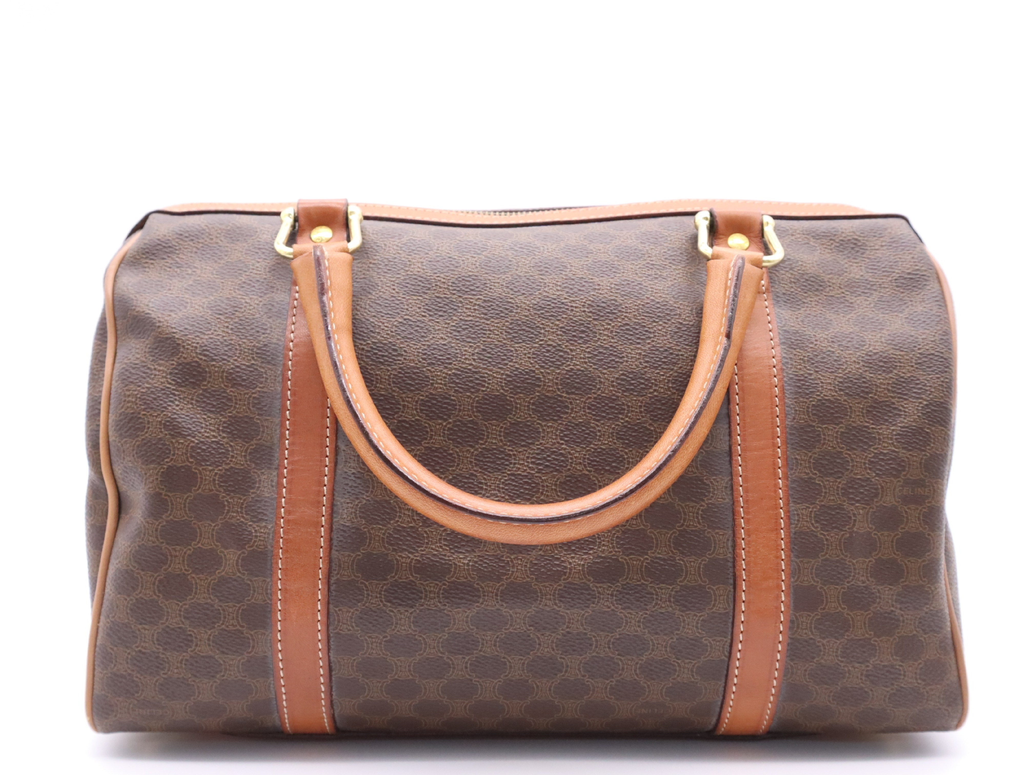 PVC x Leather Macadam Mini Brown Boston Bag with Gold Hardware — view 2