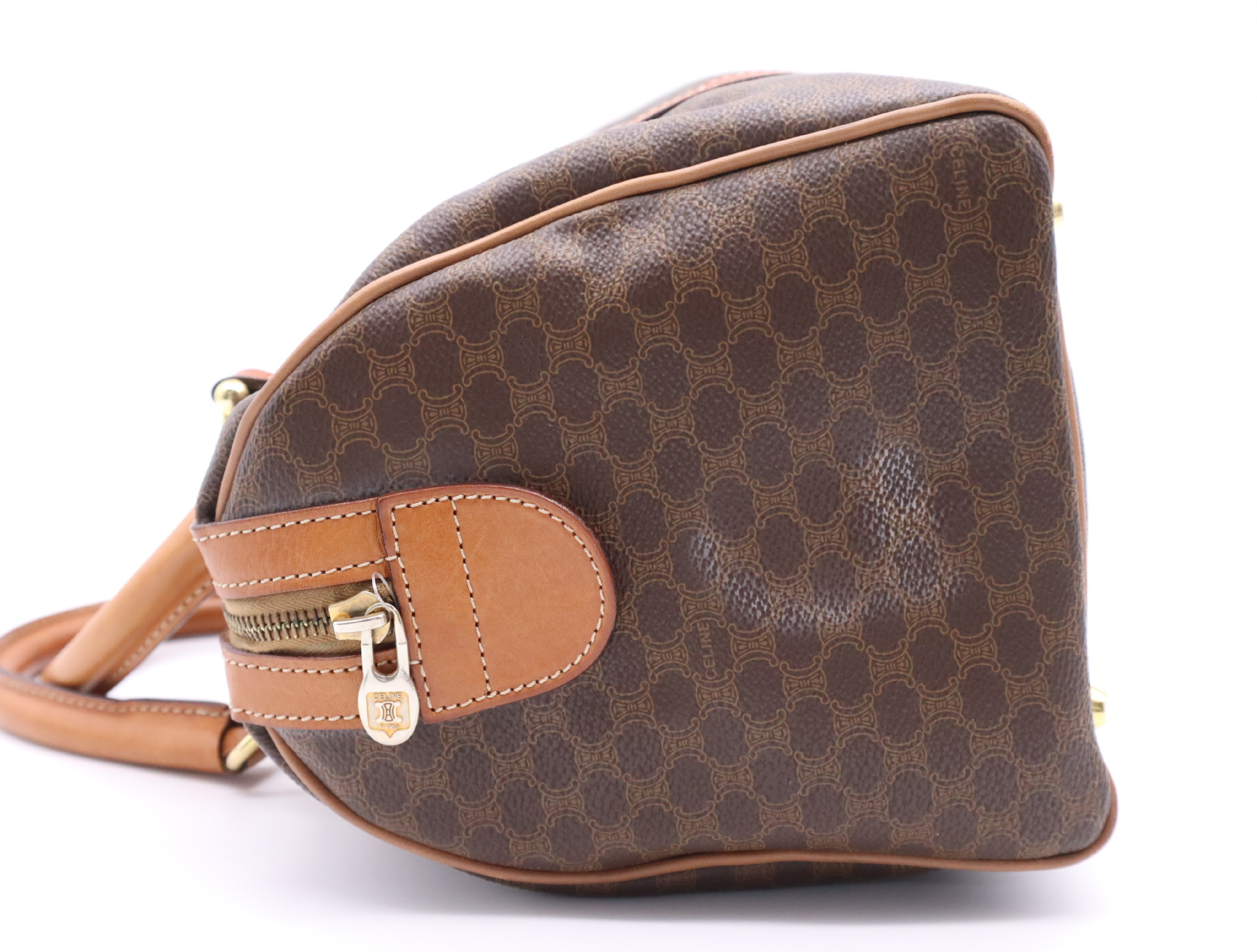PVC x Leather Macadam Mini Brown Boston Bag with Gold Hardware — view 3