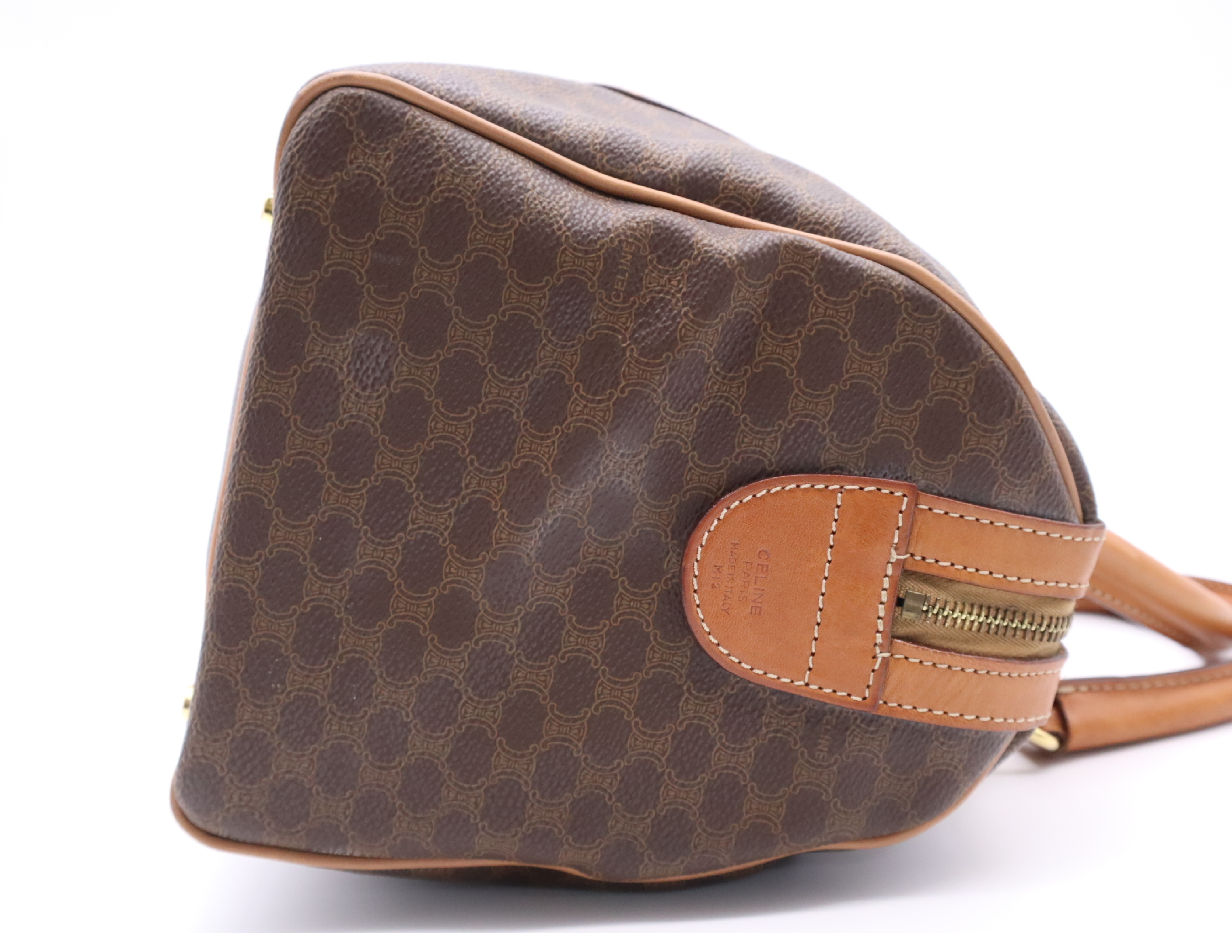 PVC x Leather Macadam Mini Brown Boston Bag with Gold Hardware — view 5