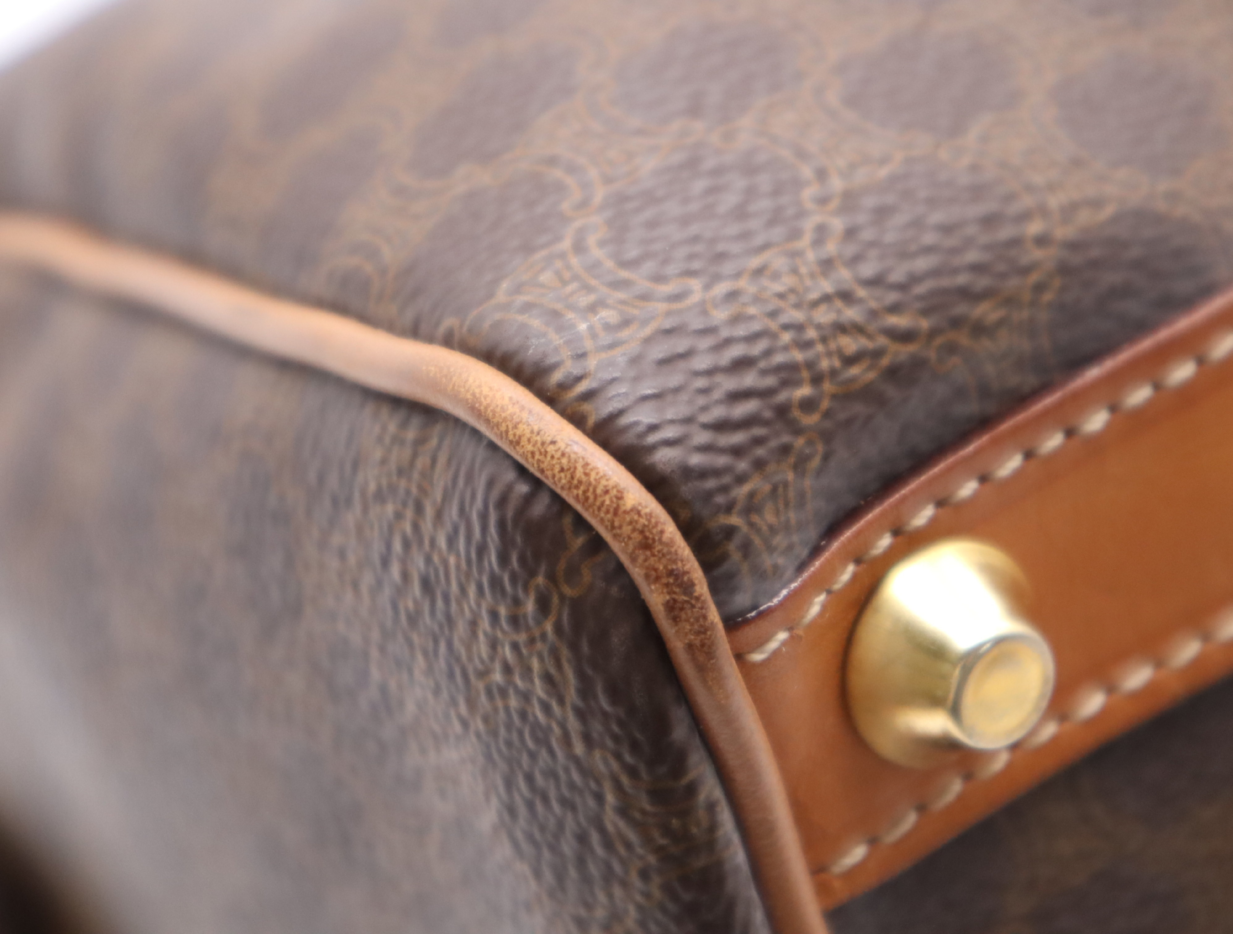 PVC x Leather Macadam Mini Brown Boston Bag with Gold Hardware — view 6