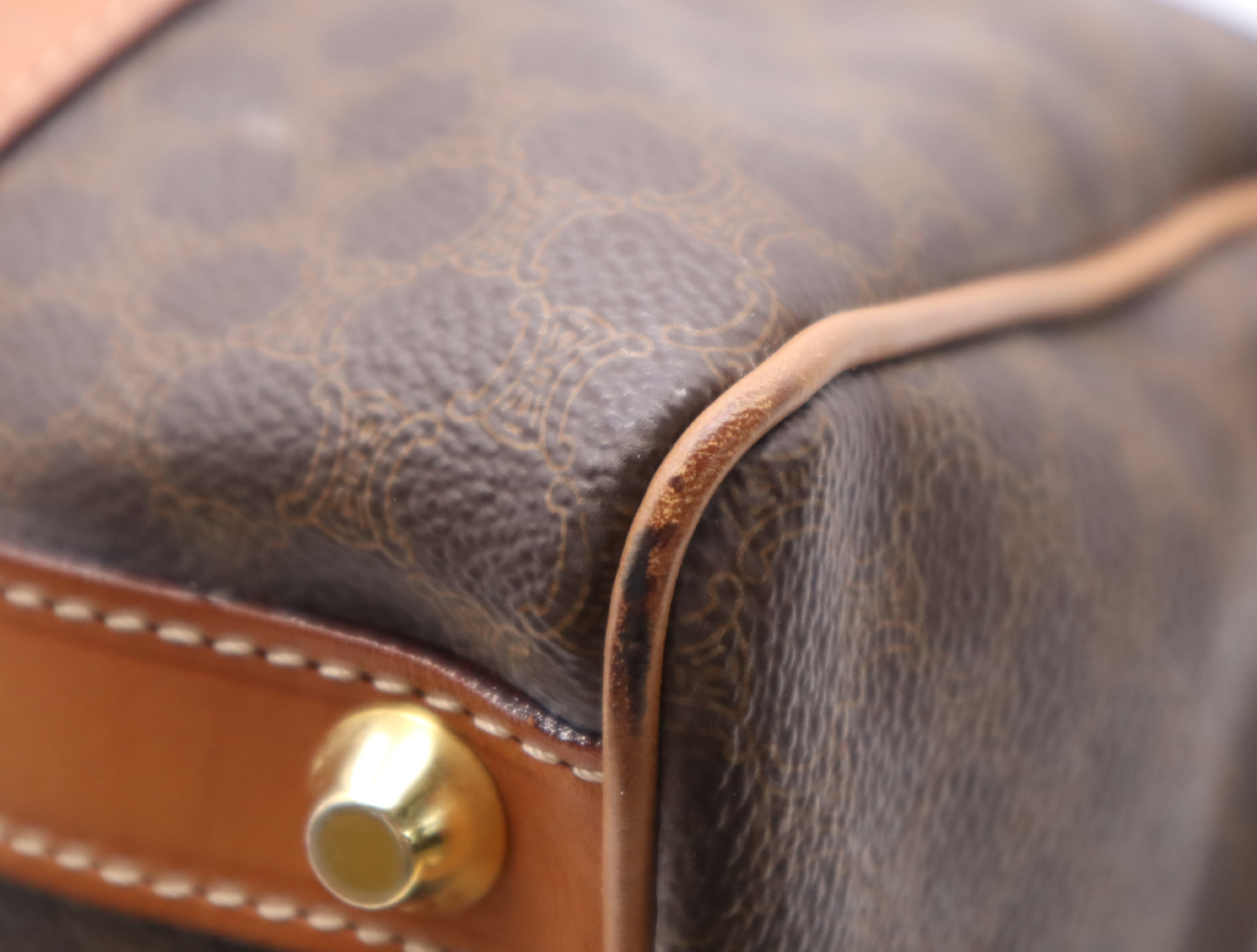 PVC x Leather Macadam Mini Brown Boston Bag with Gold Hardware — view 7