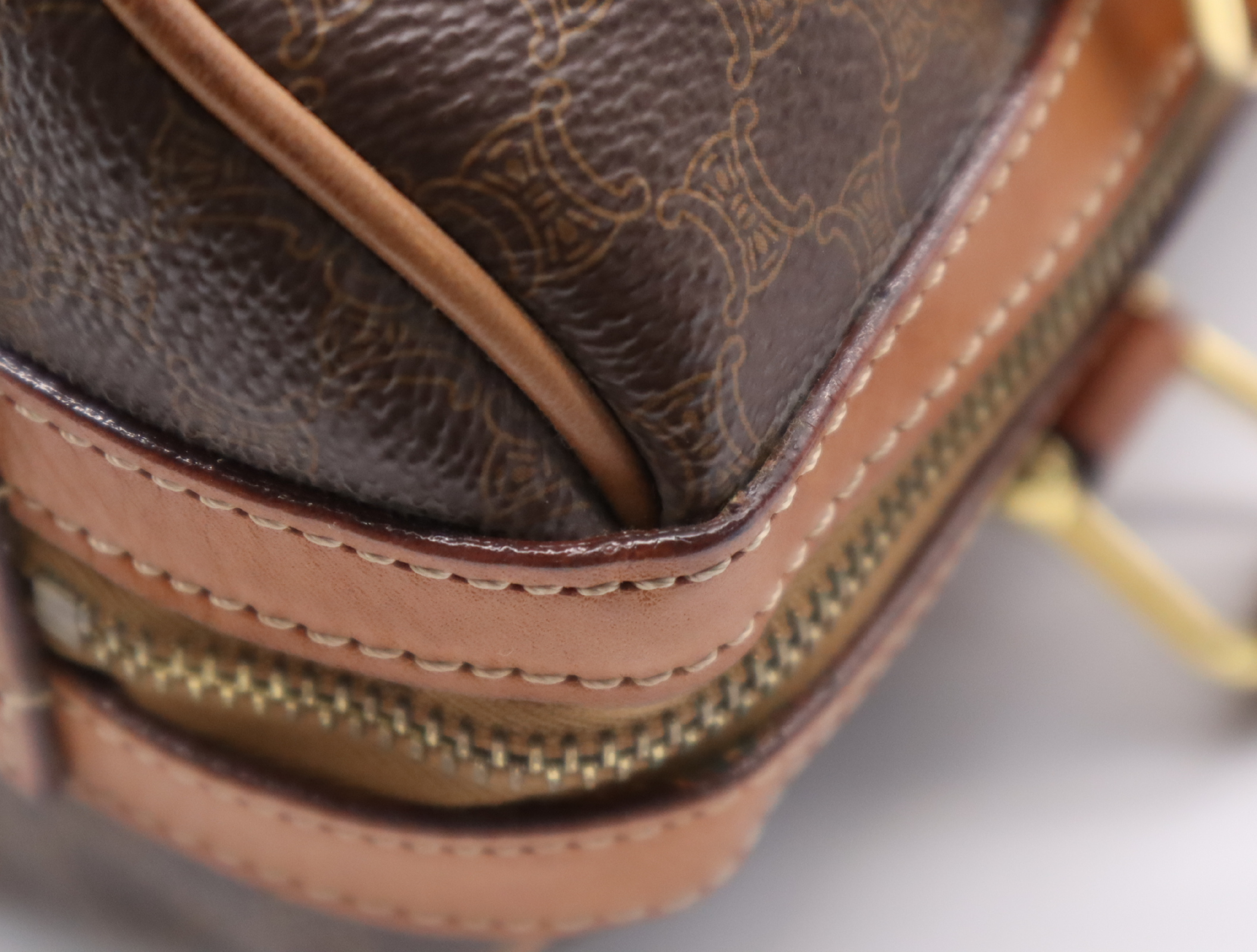 PVC x Leather Macadam Mini Brown Boston Bag with Gold Hardware — view 8