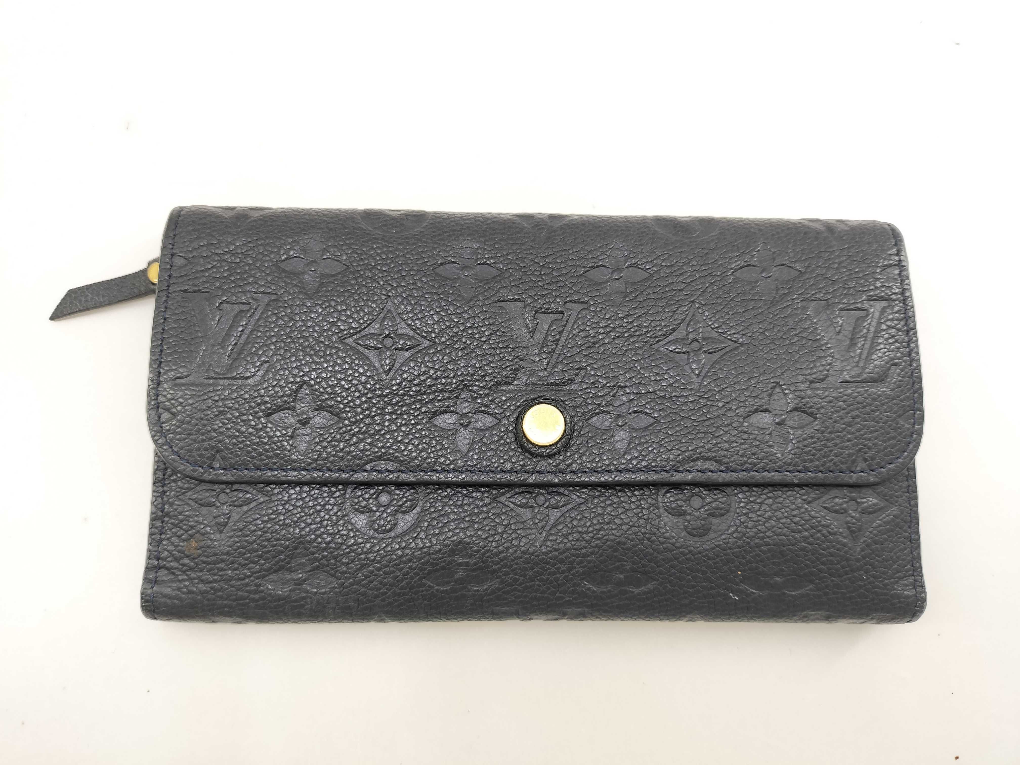 Monogram Empreinte Louis Vuitton Empreinte Leather Tri-fold Long Wallet with Serial Number, Box, and Wallet