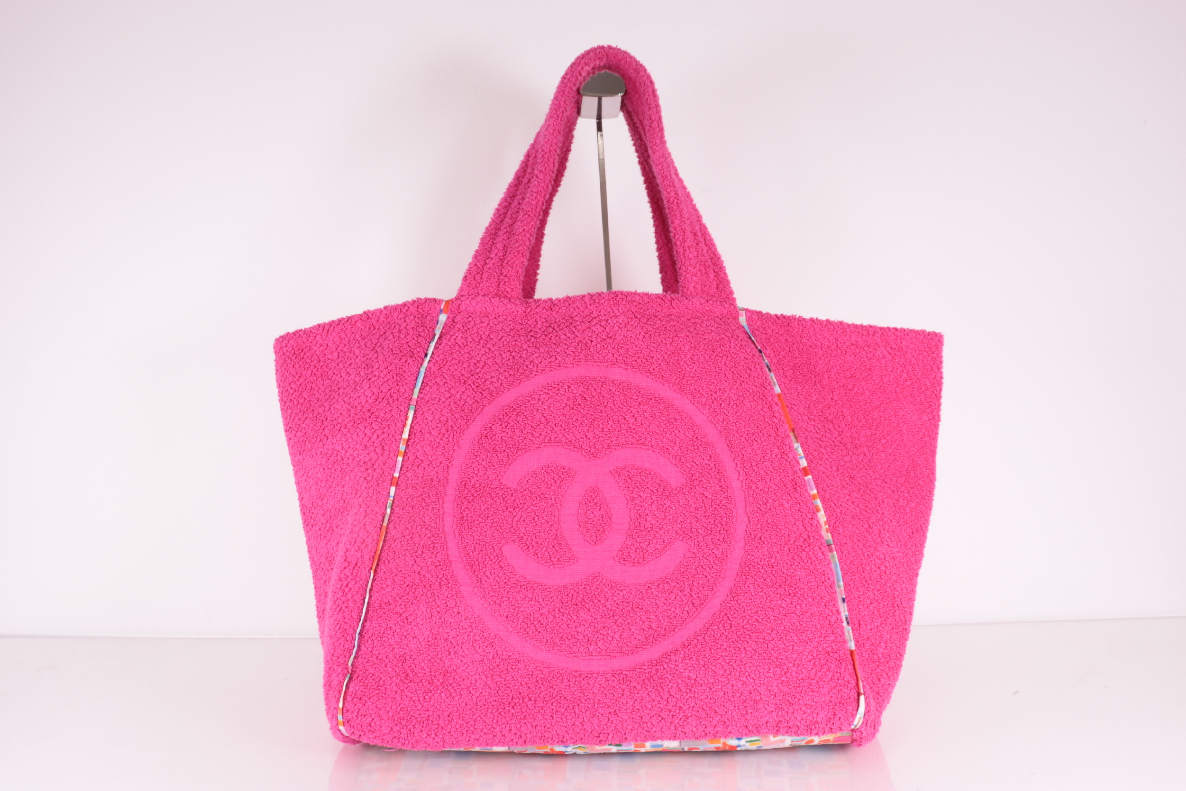Coco Beach terrycloth tote bag, pink tote bag