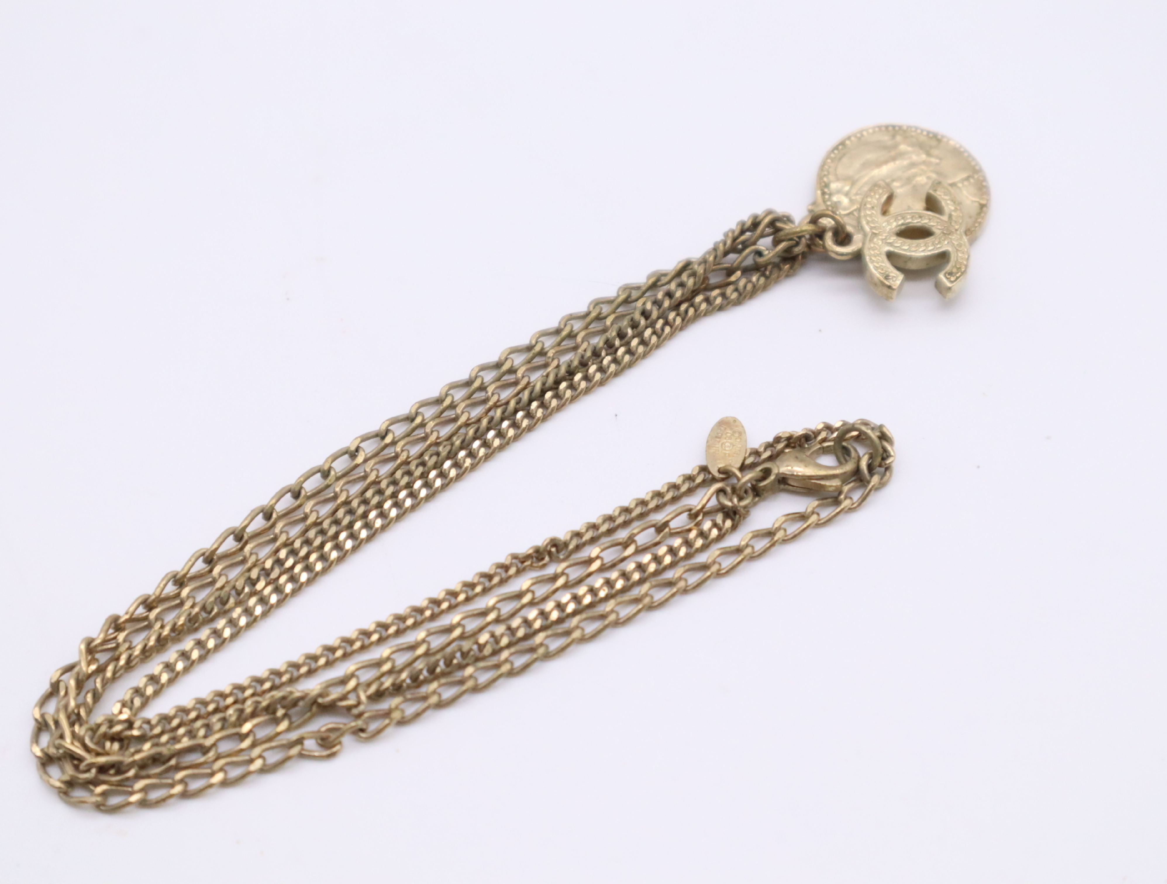Metal Coco Mark Coin Double Strand Necklace — view 2