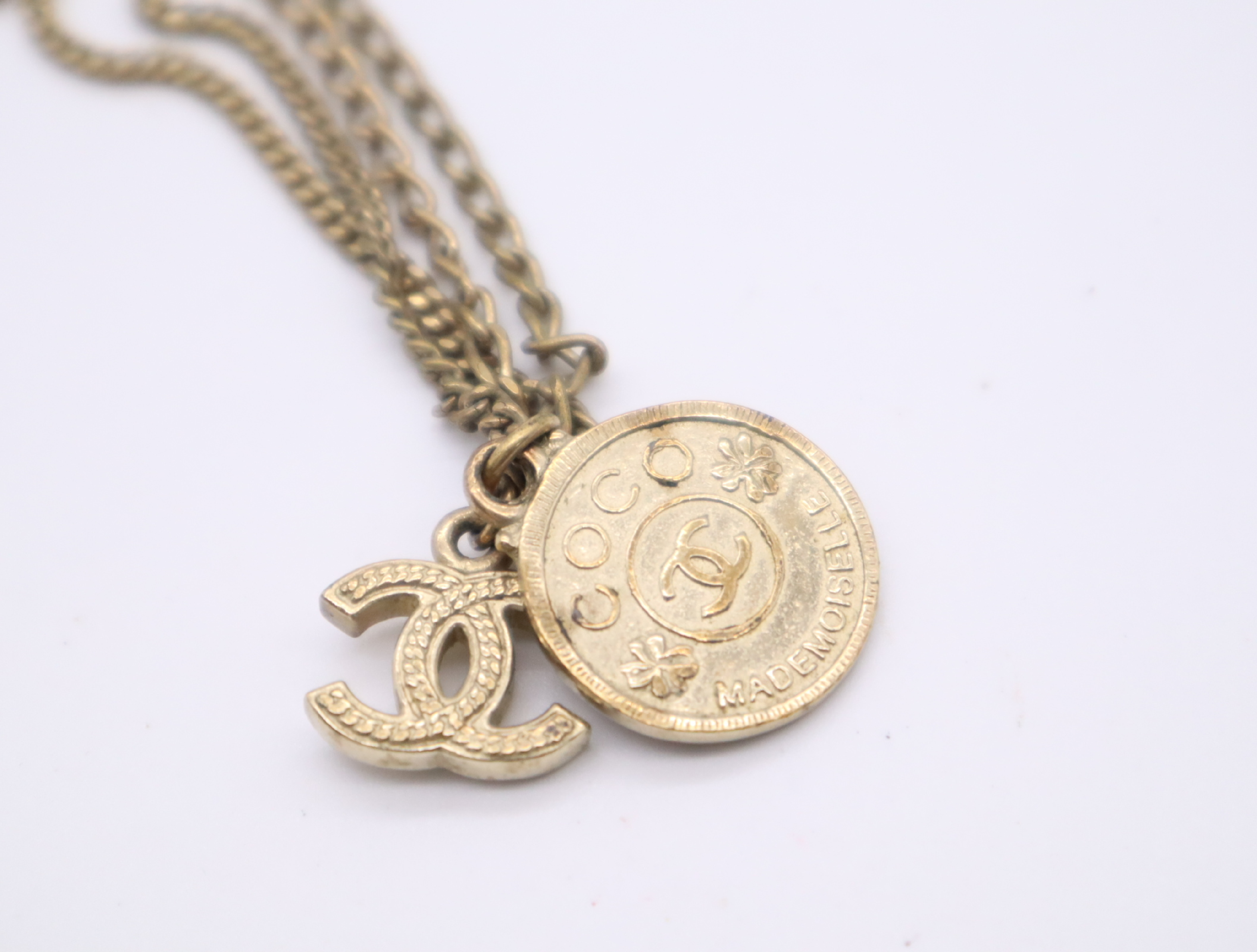 Metal Coco Mark Coin Double Strand Necklace — view 3