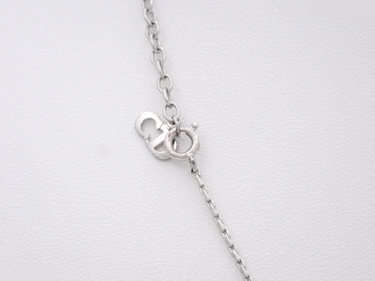 Rhinestone Logo Necklace, Silver Color — view 2
