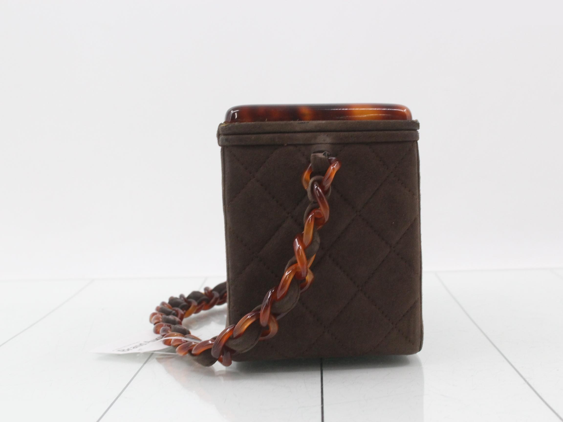 Suede Matelassé Vanity Handbag — view 4