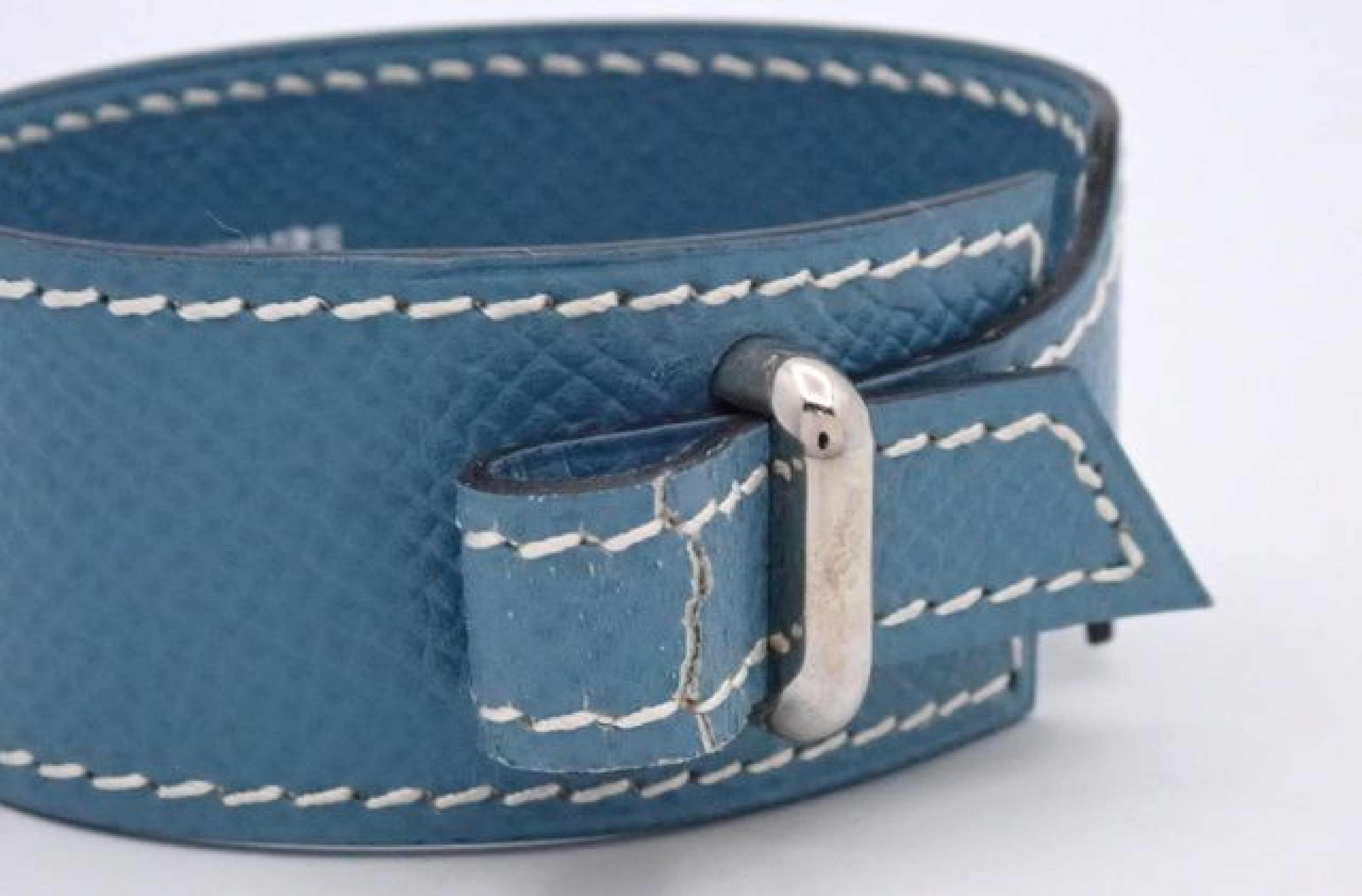 Artemis Leather Bracelet, D stamp, Blue Jean, Wrist circumference approx. 18cm, Bracelet/Bangle — view 3