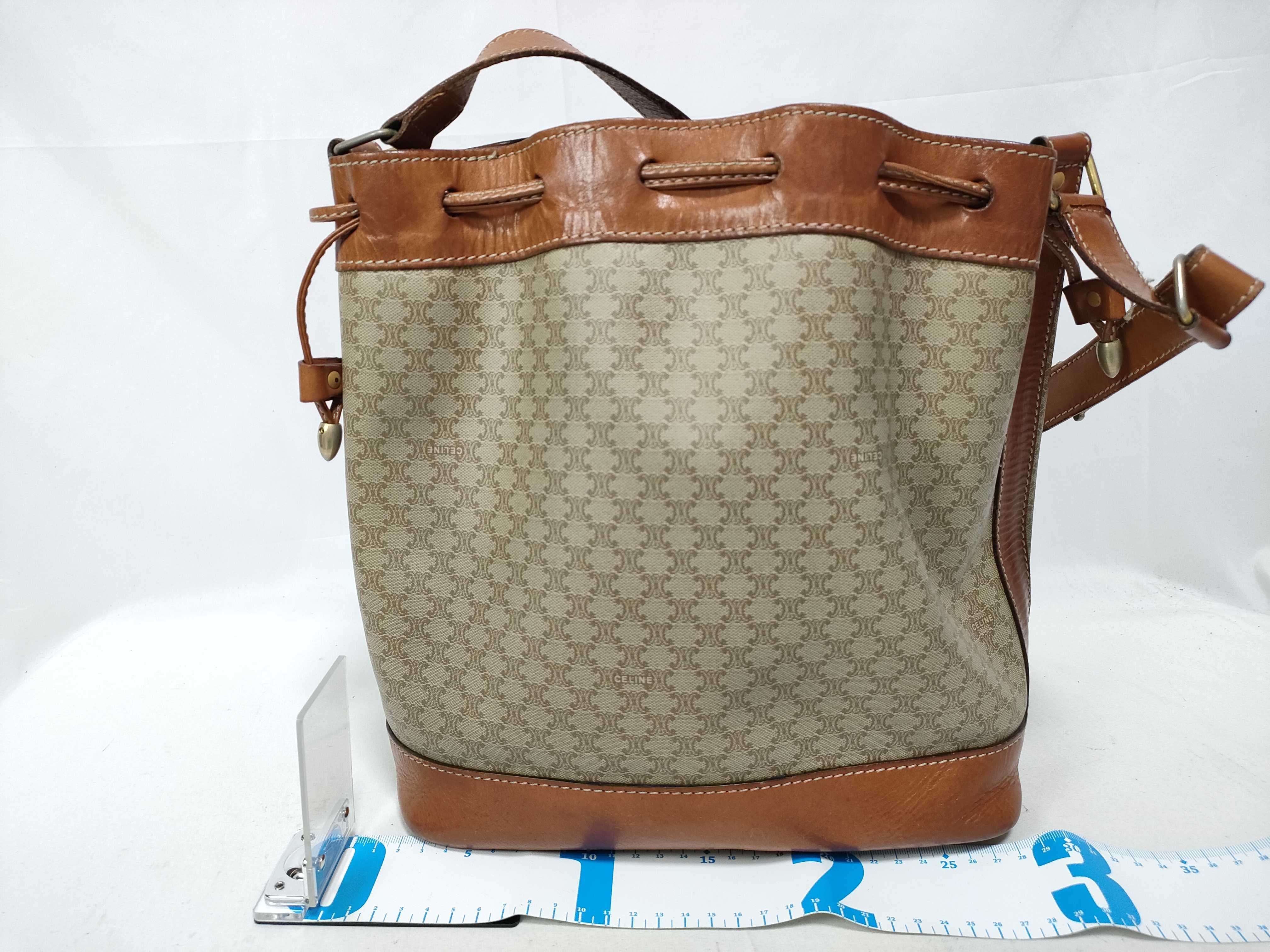 drawstring shoulder bag, Macadam pattern, beige. — view 2