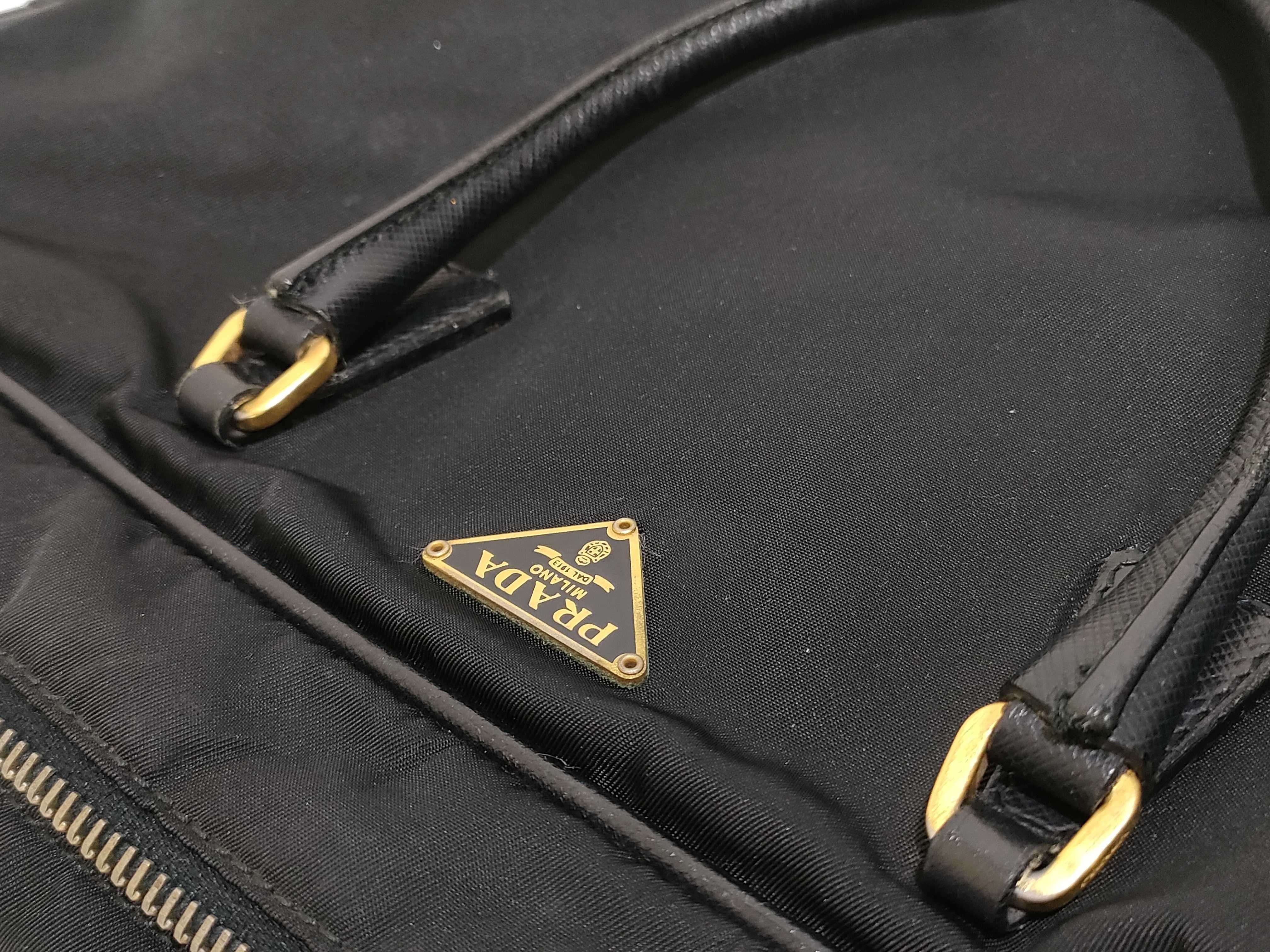 Nylon Mini Boston Handbag, Black Nylon Handbag — view 15
