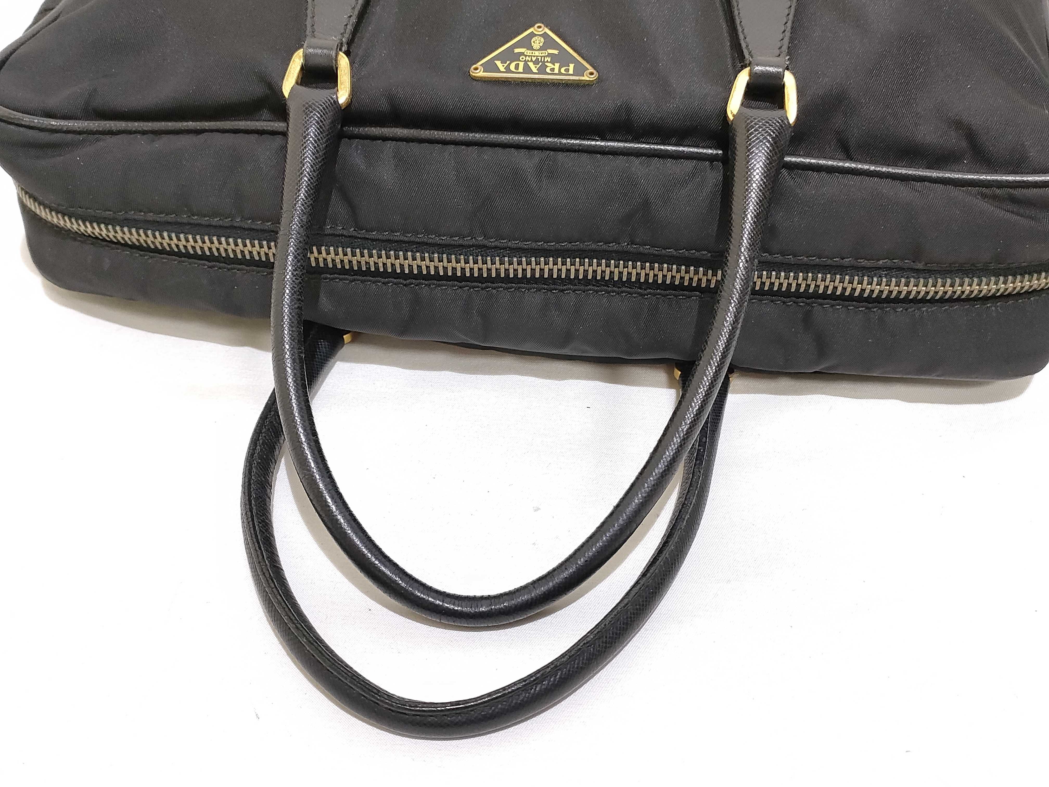 Nylon Mini Boston Handbag, Black Nylon Handbag — view 3