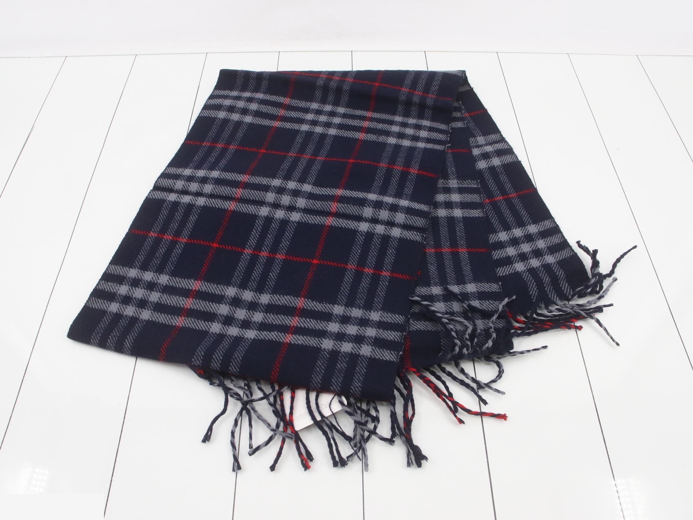 New with tags, Burberry Nova Check scarf, navy. — view 3