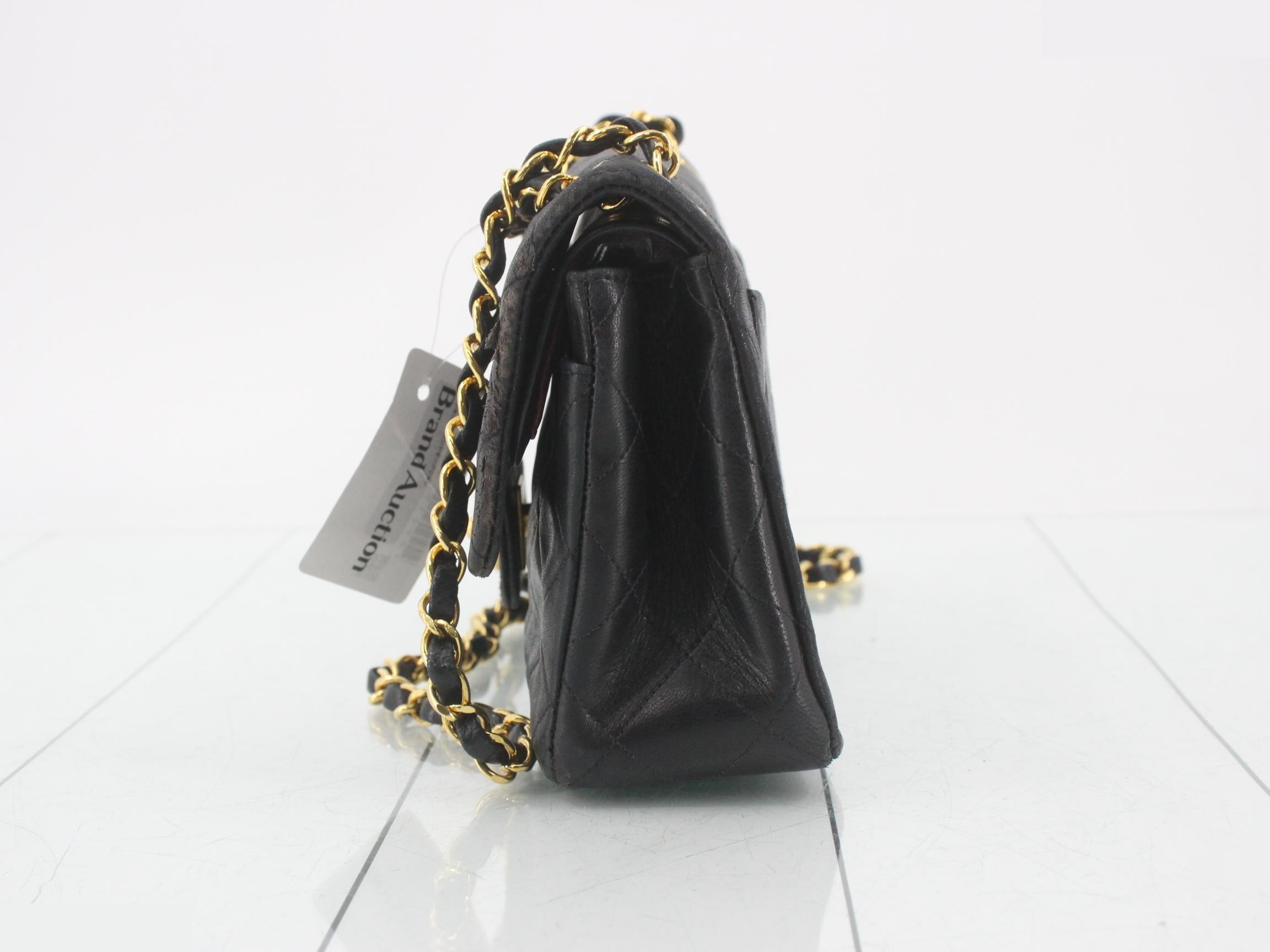 Matelassé Chain Shoulder Bag, Black — view 3