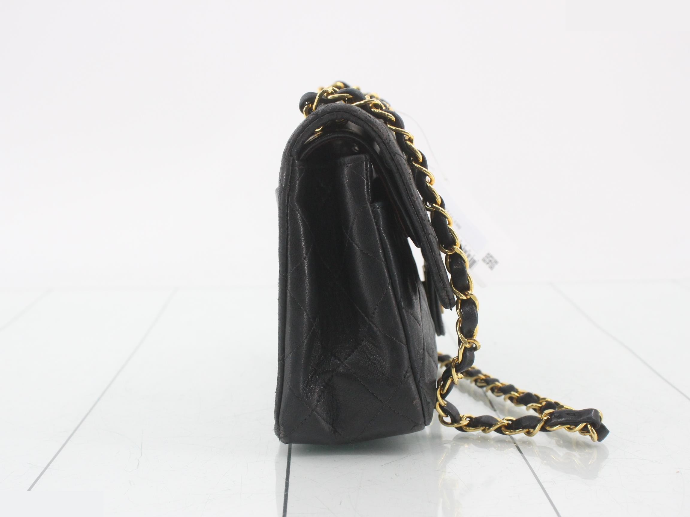 Matelassé Chain Shoulder Bag, Black — view 4