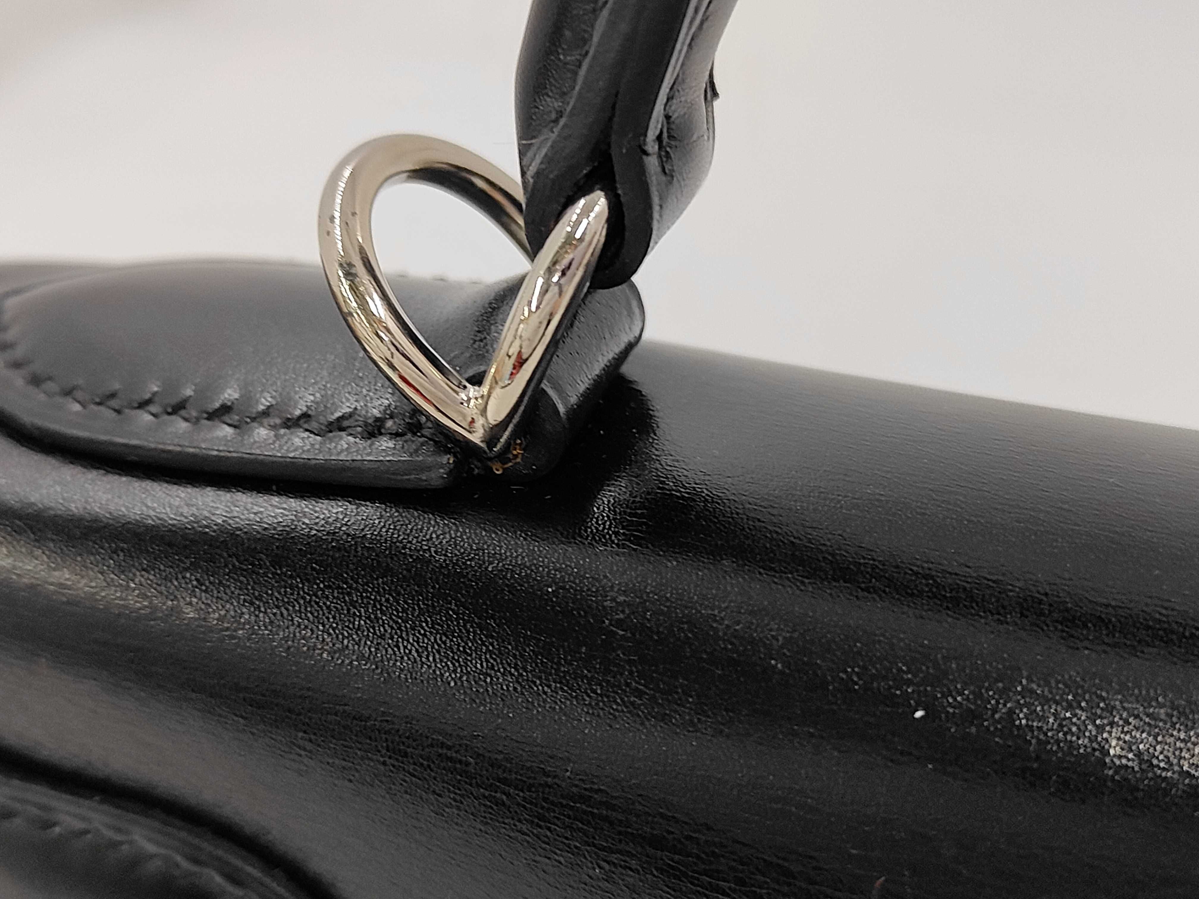 Kelly 28 Box Calf Leather, Black, Silver Hardware, D Stamp, Handbag — view 5