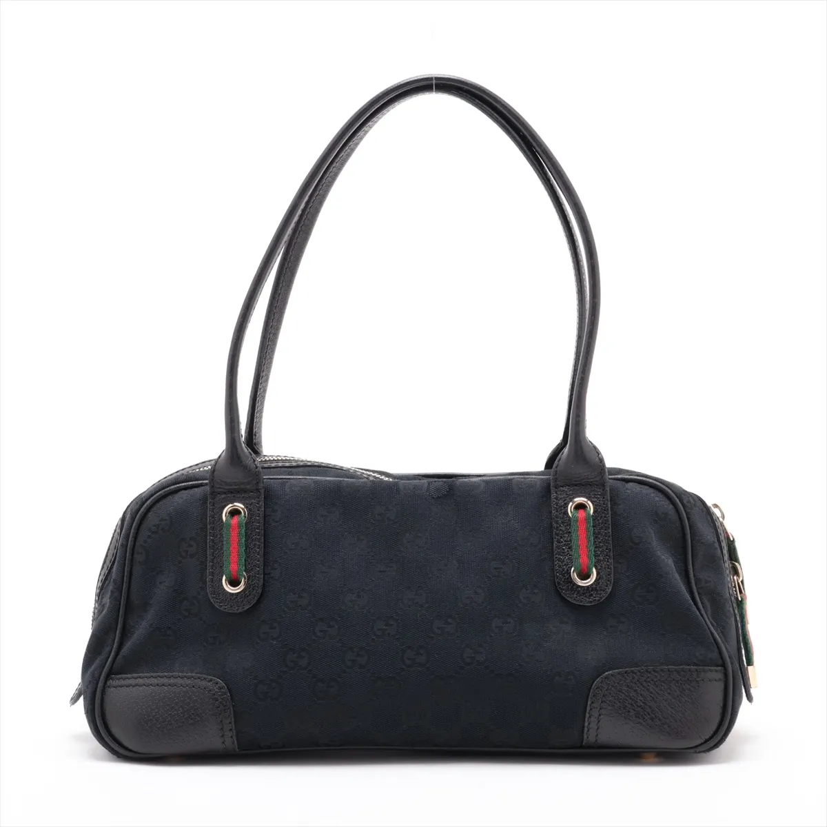 GG Canvas x Leather Shoulder Bag Black 161720 — view 2