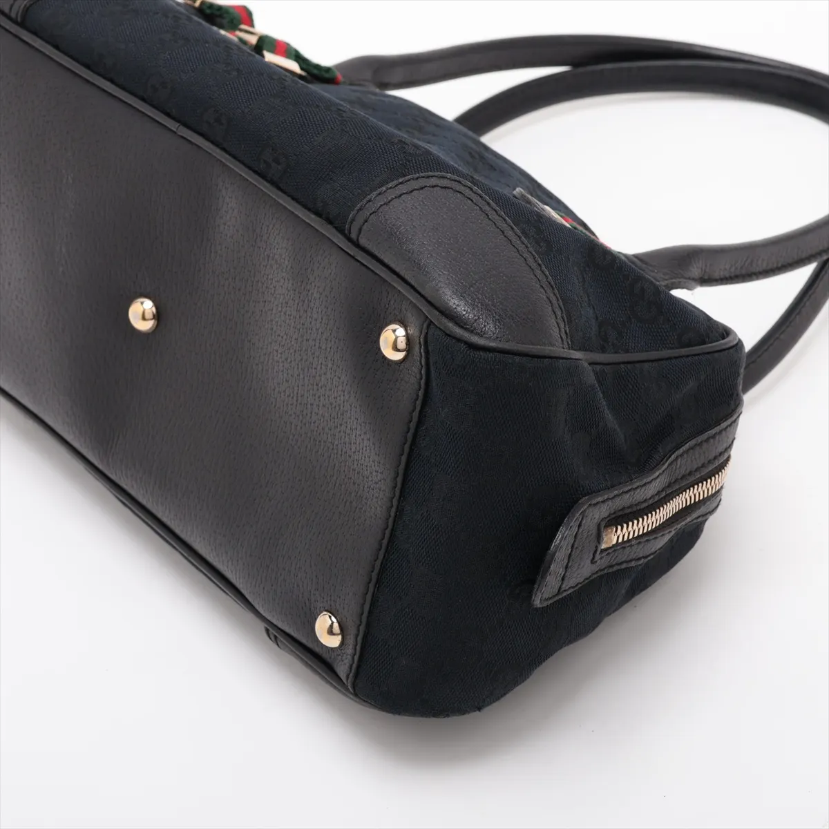 GG Canvas x Leather Shoulder Bag Black 161720 — view 3
