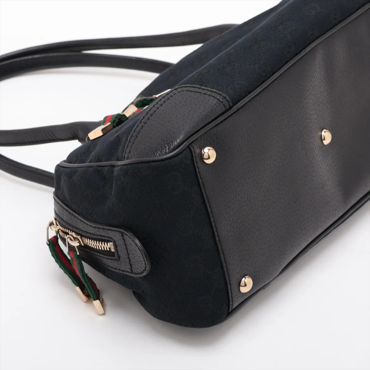 GG Canvas x Leather Shoulder Bag Black 161720 — view 4