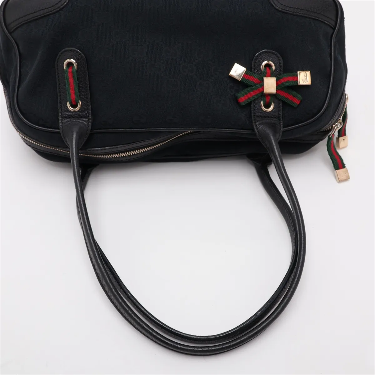 GG Canvas x Leather Shoulder Bag Black 161720 — view 5