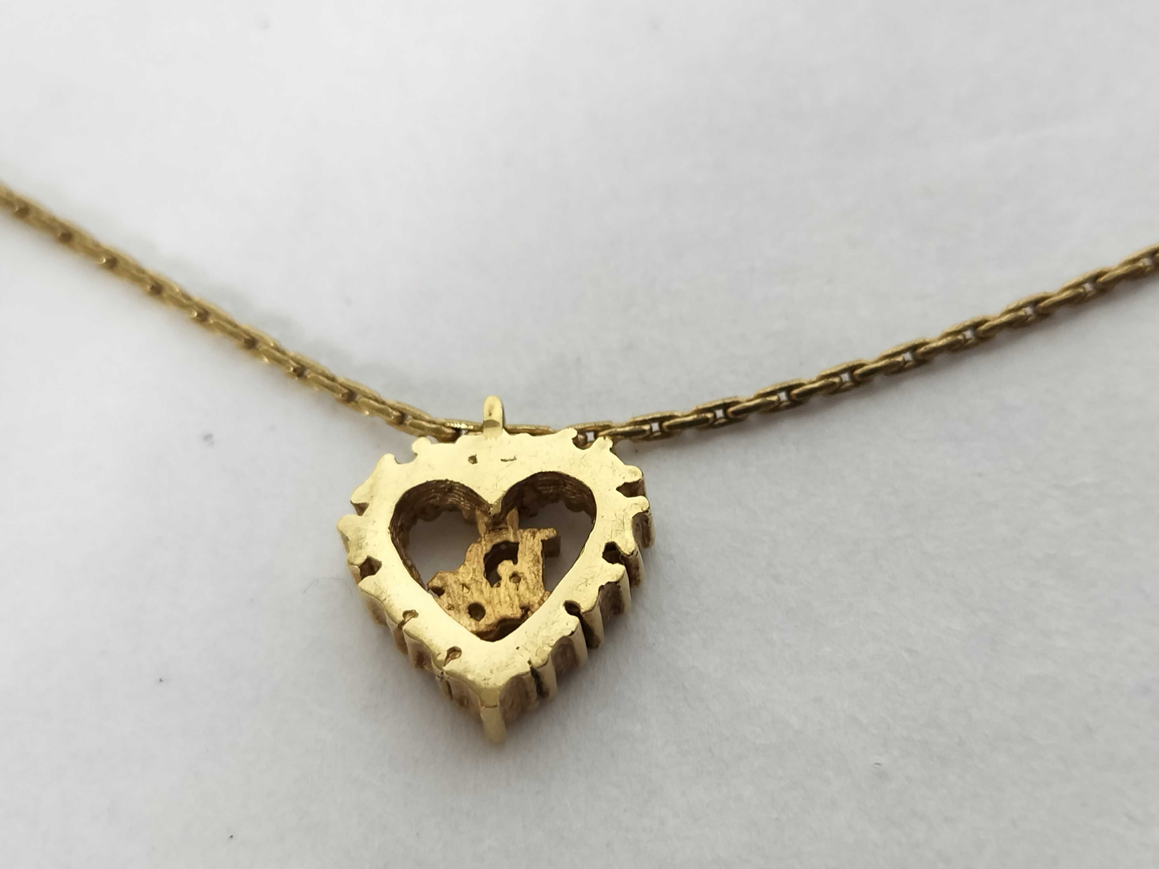 central logo heart-shaped rhinestone necklace — view 2