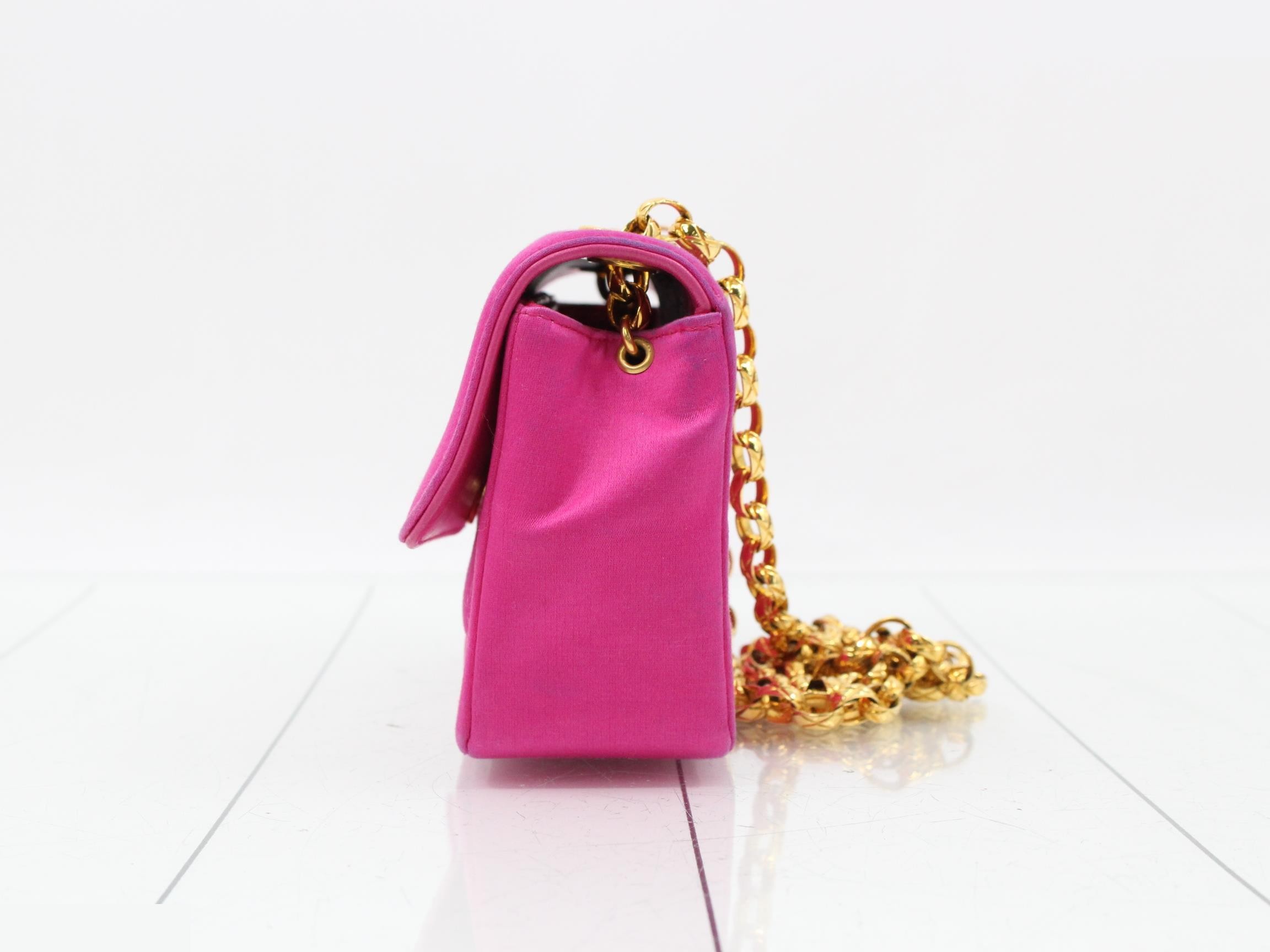Satin bejeweled chain shoulder bag, pink — view 3