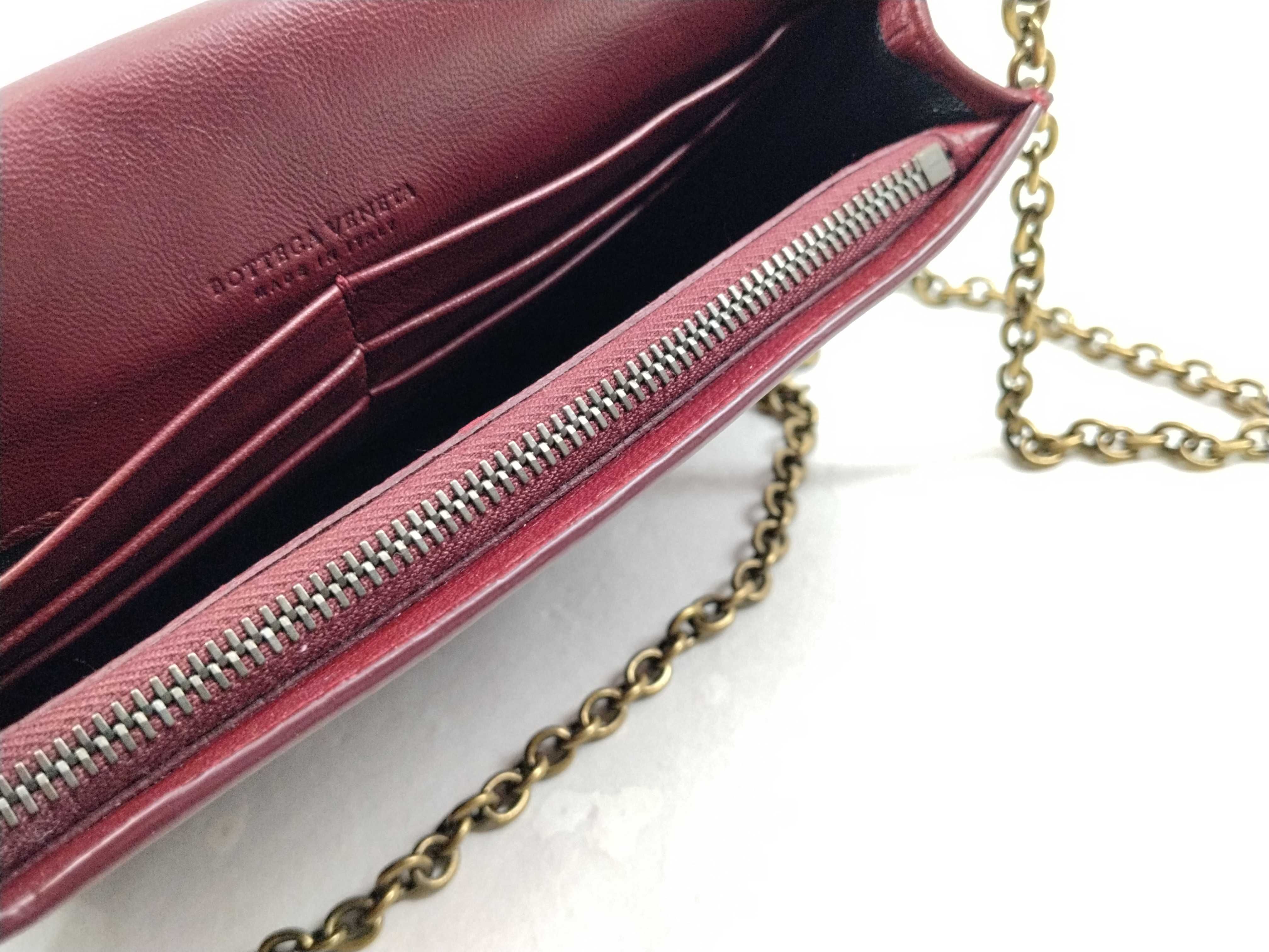Intrecciato Leather Chain Wallet Red Shoulder Bag — view 14