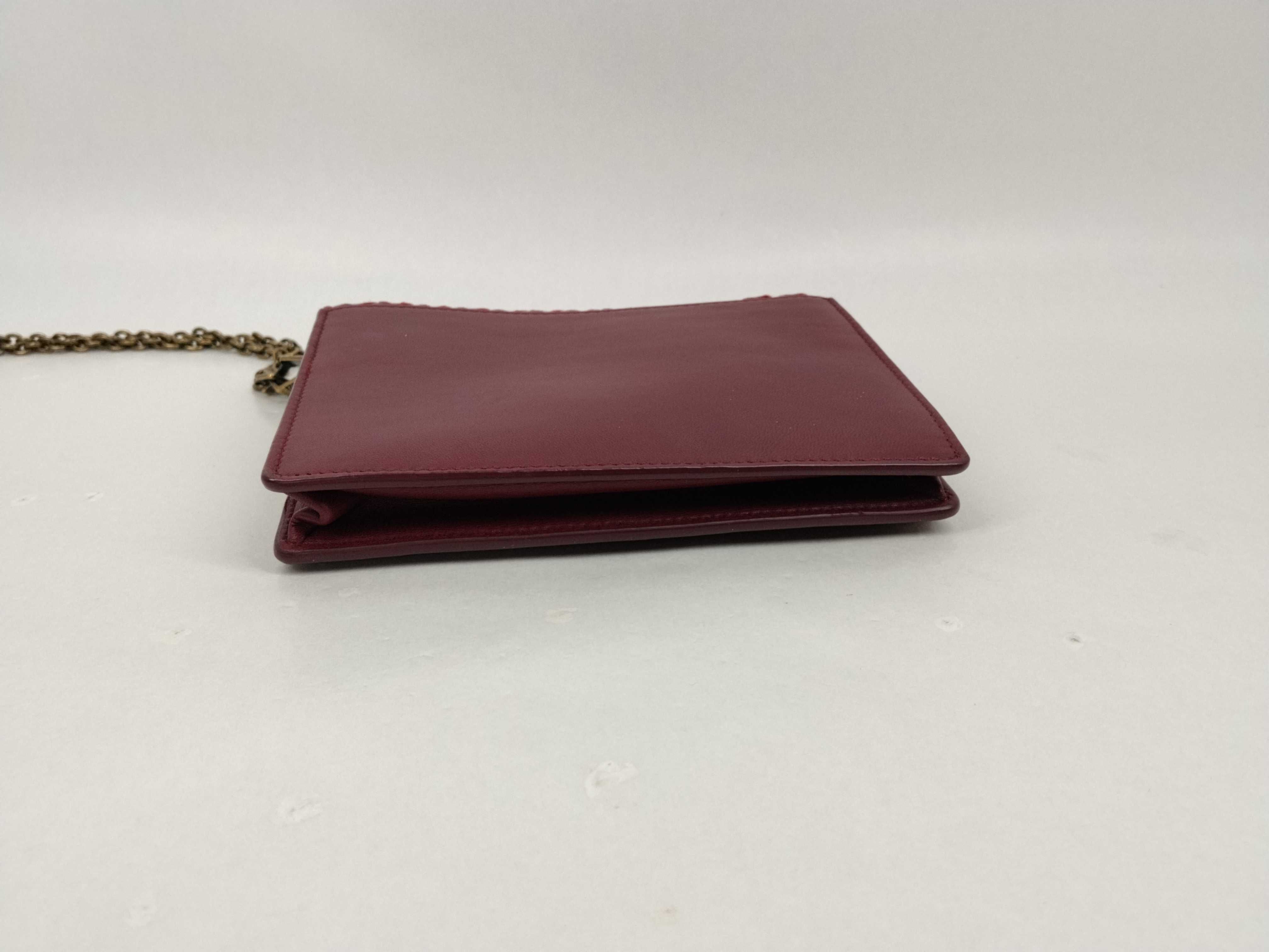 Intrecciato Leather Chain Wallet Red Shoulder Bag — view 3