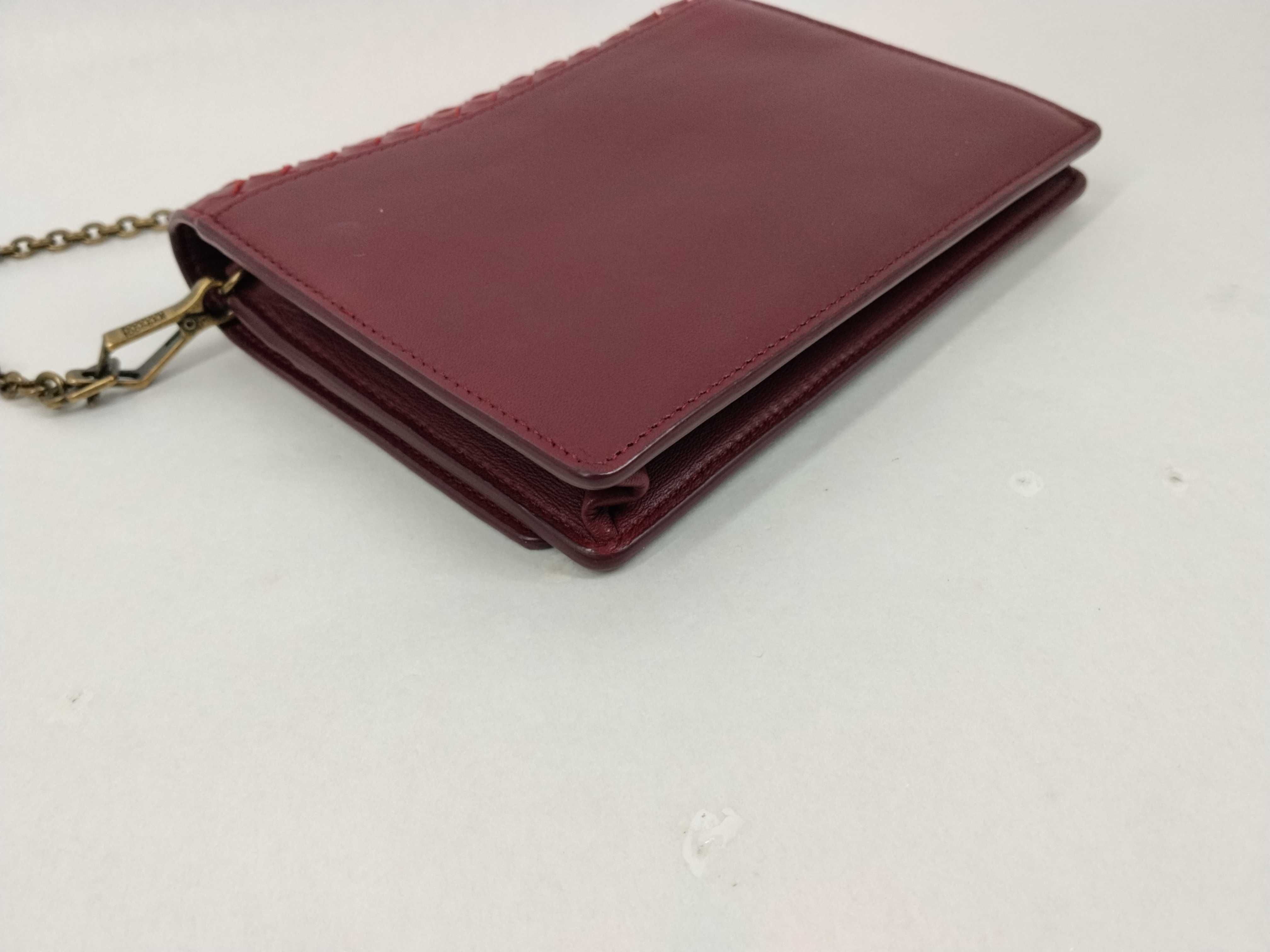 Intrecciato Leather Chain Wallet Red Shoulder Bag — view 4