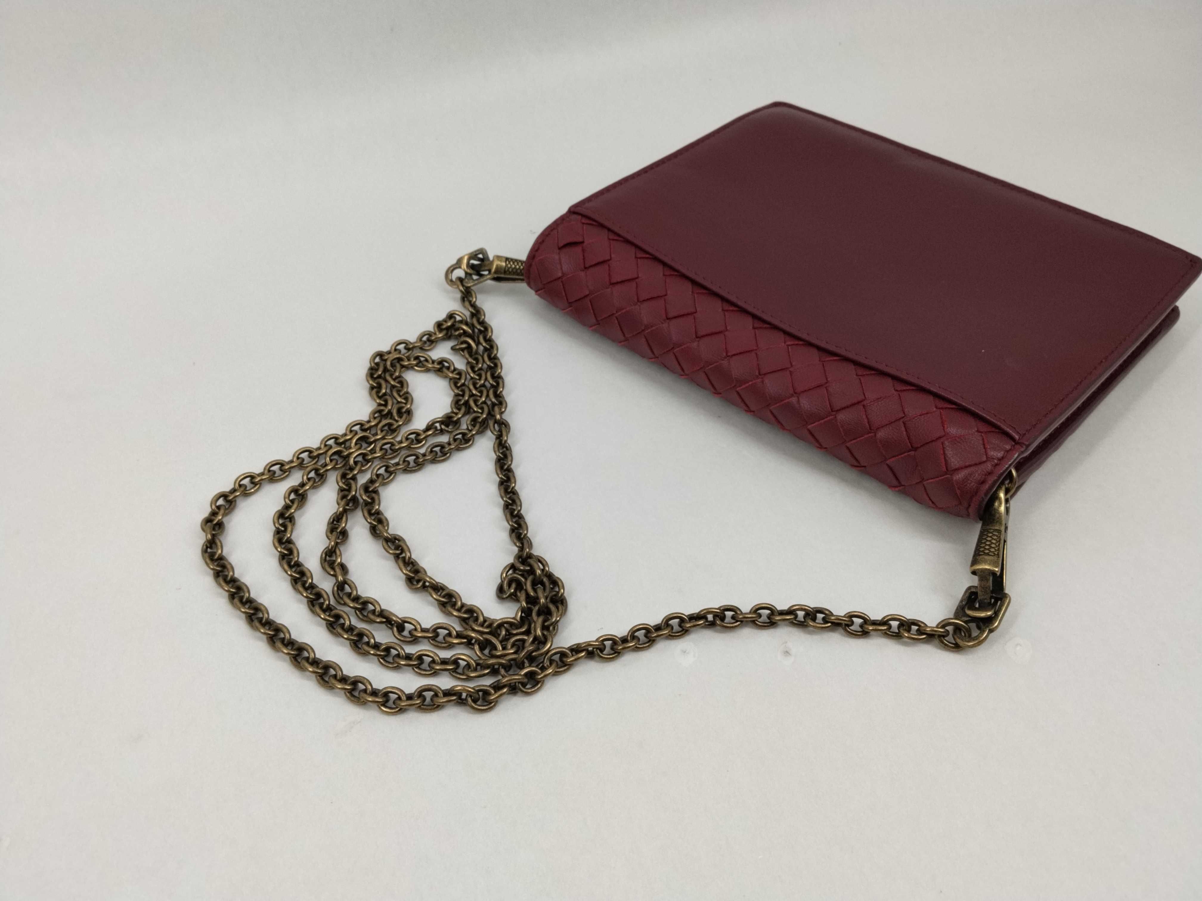 Intrecciato Leather Chain Wallet Red Shoulder Bag — view 6