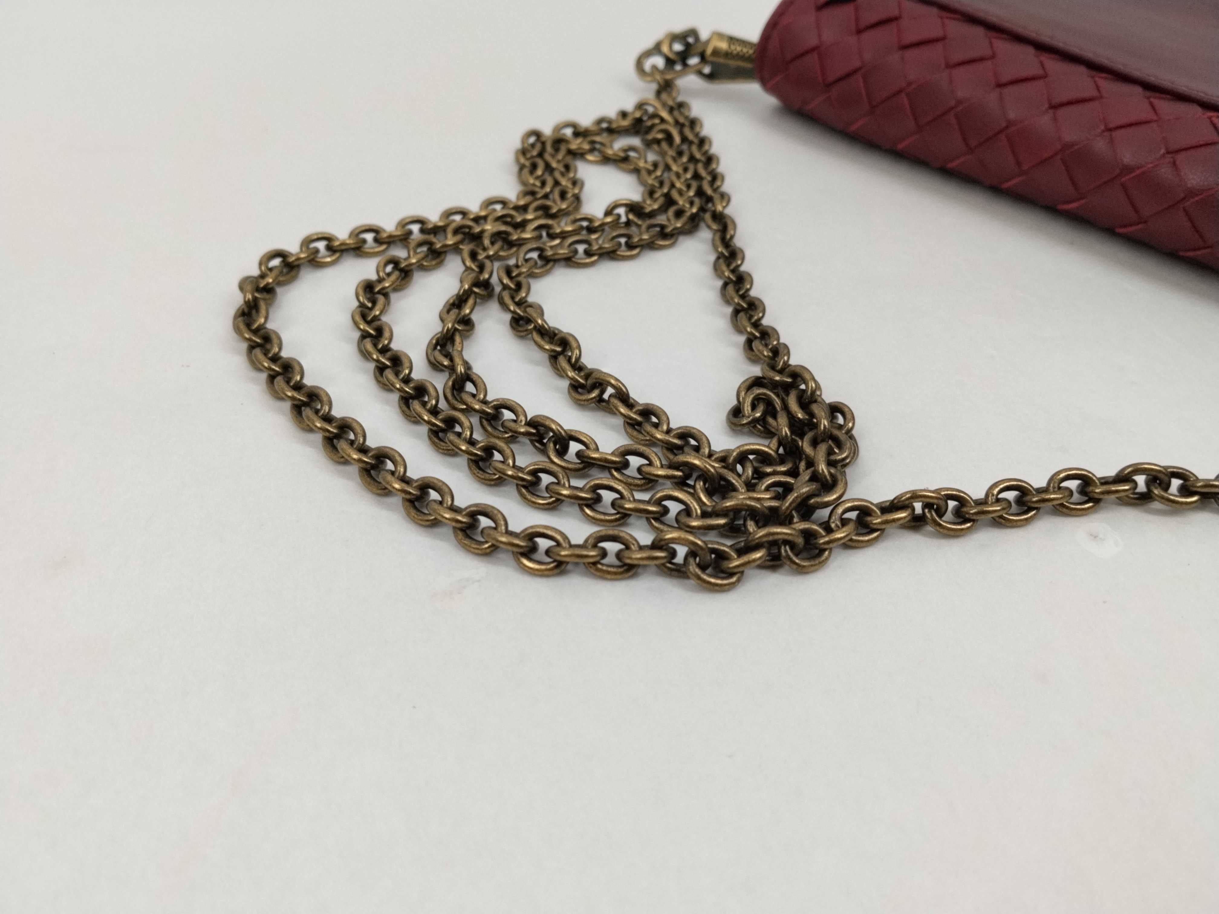Intrecciato Leather Chain Wallet Red Shoulder Bag — view 7