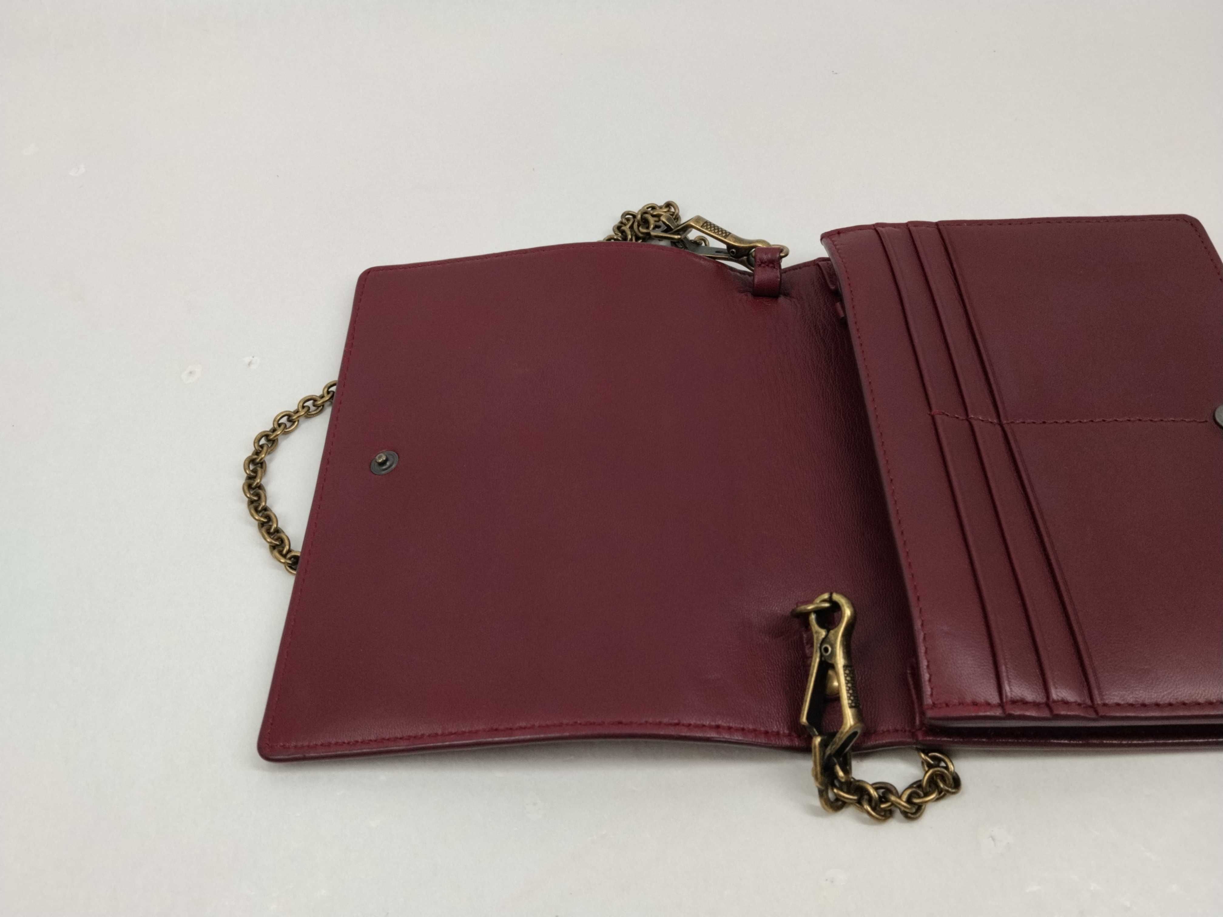 Intrecciato Leather Chain Wallet Red Shoulder Bag — view 9