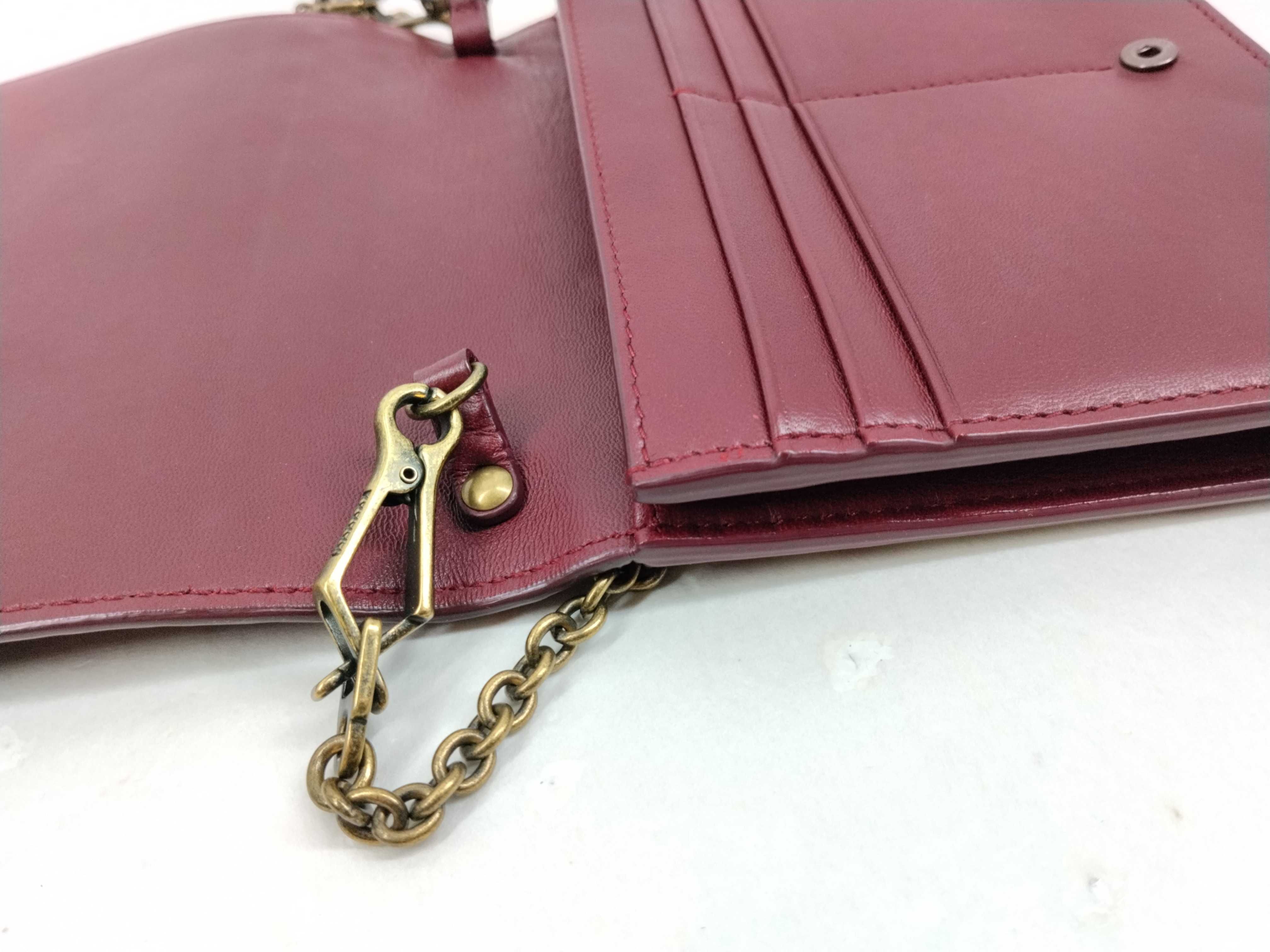 Intrecciato Leather Chain Wallet Red Shoulder Bag — view 10