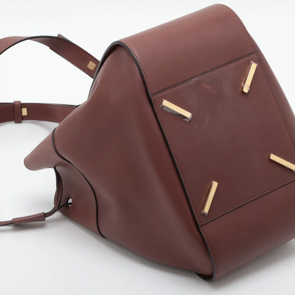 Hammock Drawstring Medium Leather Shoulder Bag, Brown — view 4