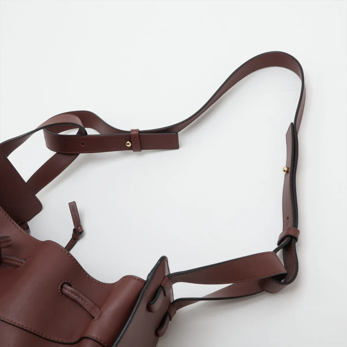 Hammock Drawstring Medium Leather Shoulder Bag, Brown — view 7
