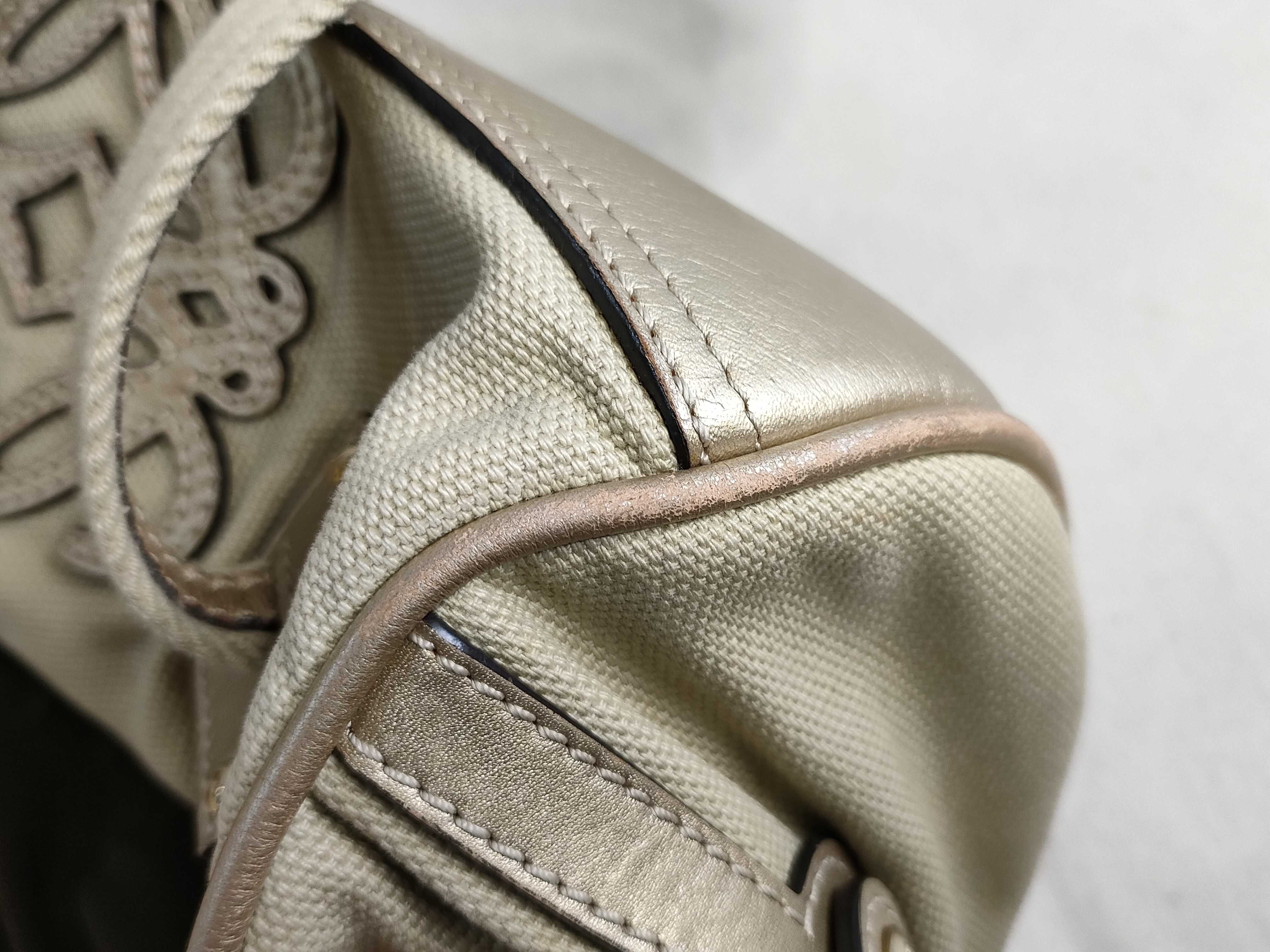 Anagram Leather Canvas Handbag — view 14