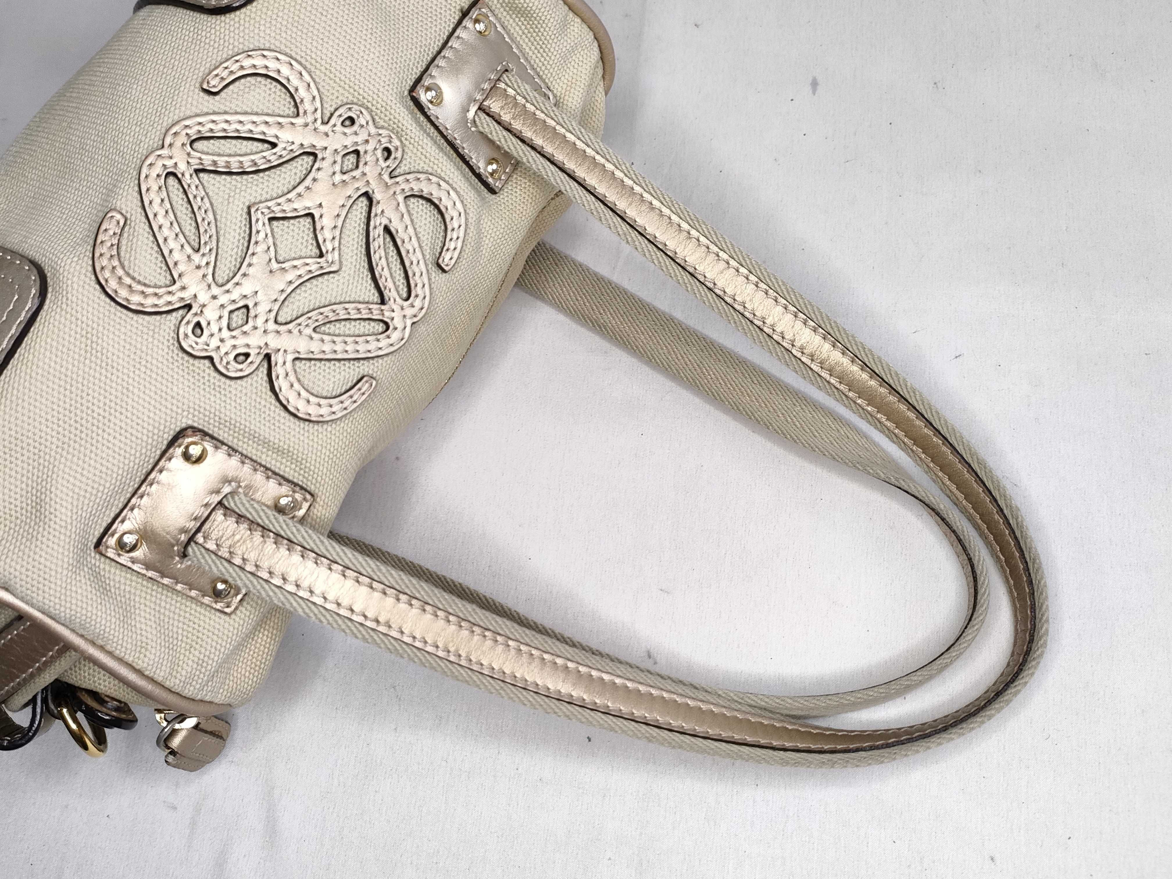 Anagram Leather Canvas Handbag — view 3