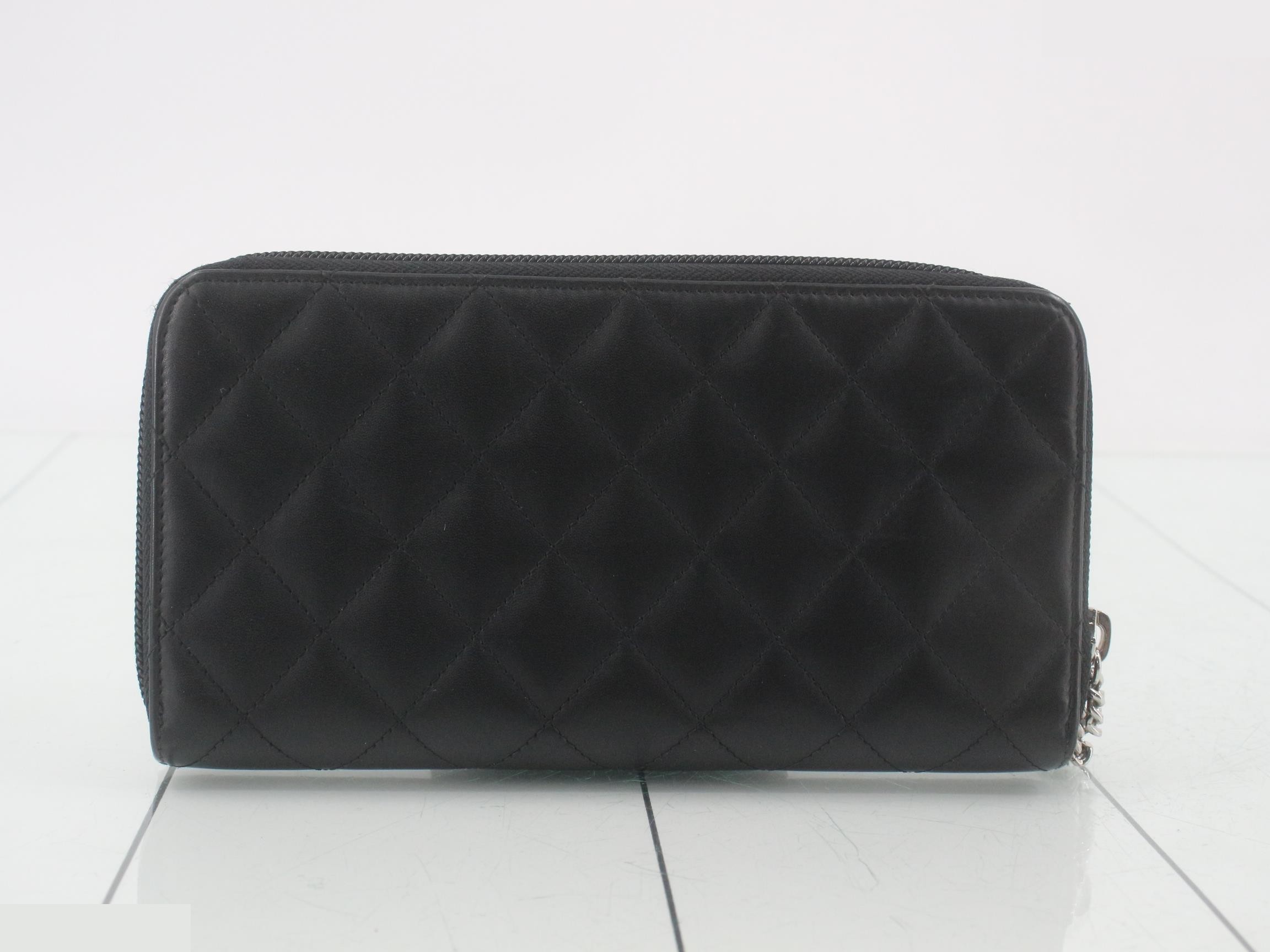 Cambon Line Zippy Wallet, Lambskin/Enamel, Black, Silver Hardware, Serial Number 19 — view 2