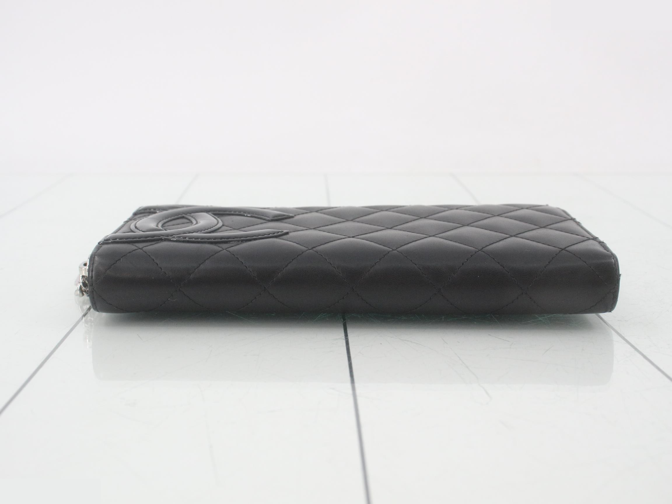 Cambon Line Zippy Wallet, Lambskin/Enamel, Black, Silver Hardware, Serial Number 19 — view 3