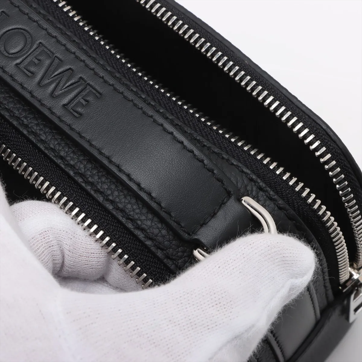 Camera Crossbody Bag Mini Leather 2WAY Handbag Black — view 12