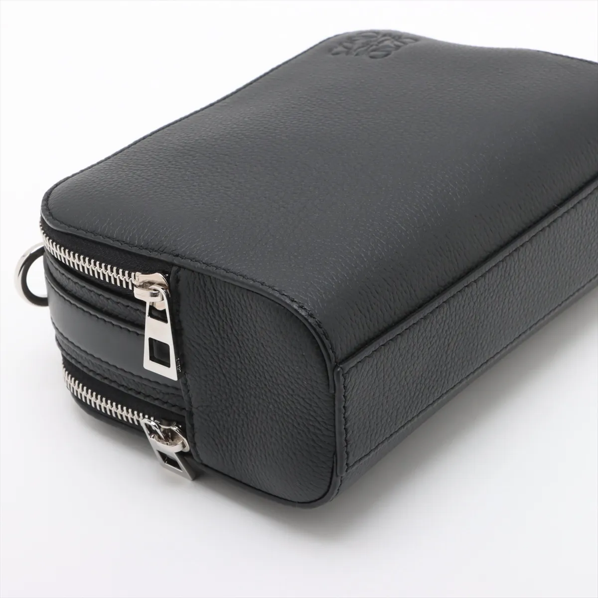 Camera Crossbody Bag Mini Leather 2WAY Handbag Black — view 4