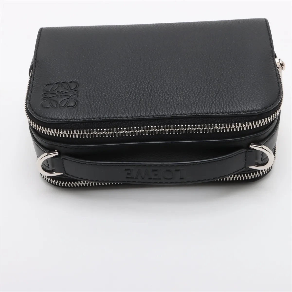 Camera Crossbody Bag Mini Leather 2WAY Handbag Black — view 5