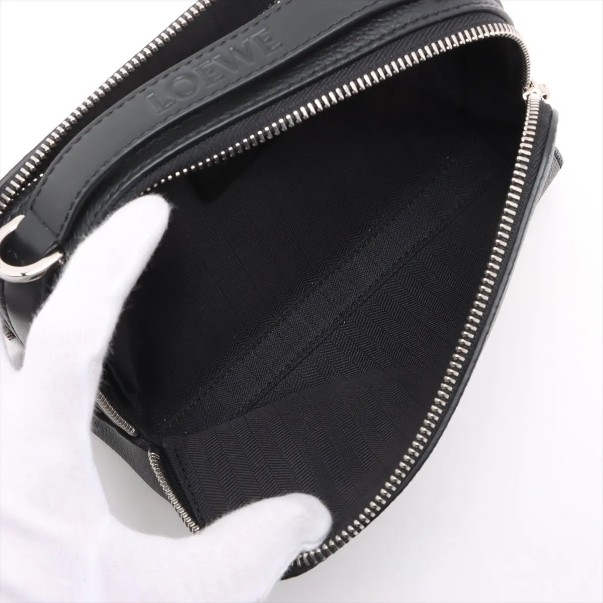 Camera Crossbody Bag Mini Leather 2WAY Handbag Black — view 8