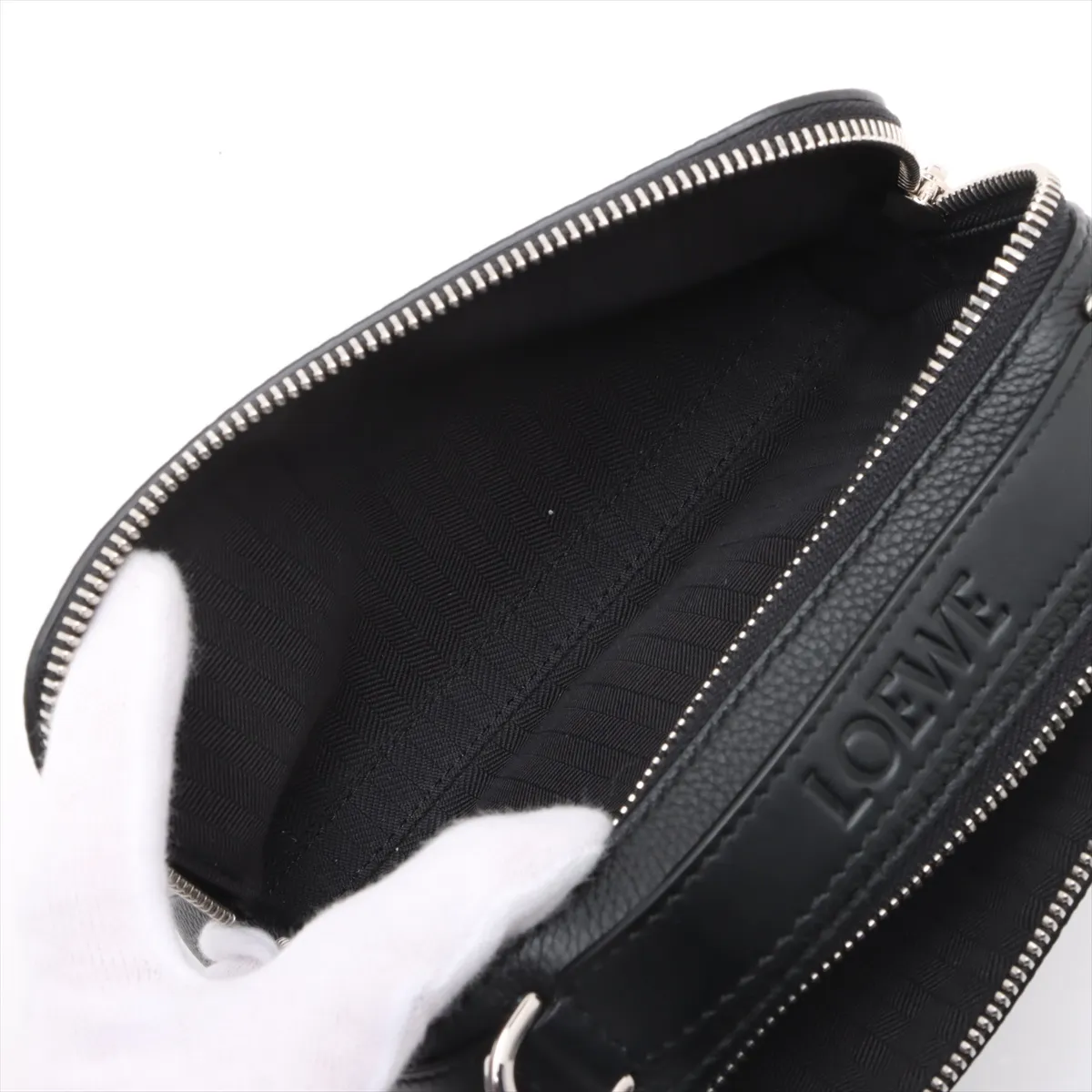 Camera Crossbody Bag Mini Leather 2WAY Handbag Black — view 9