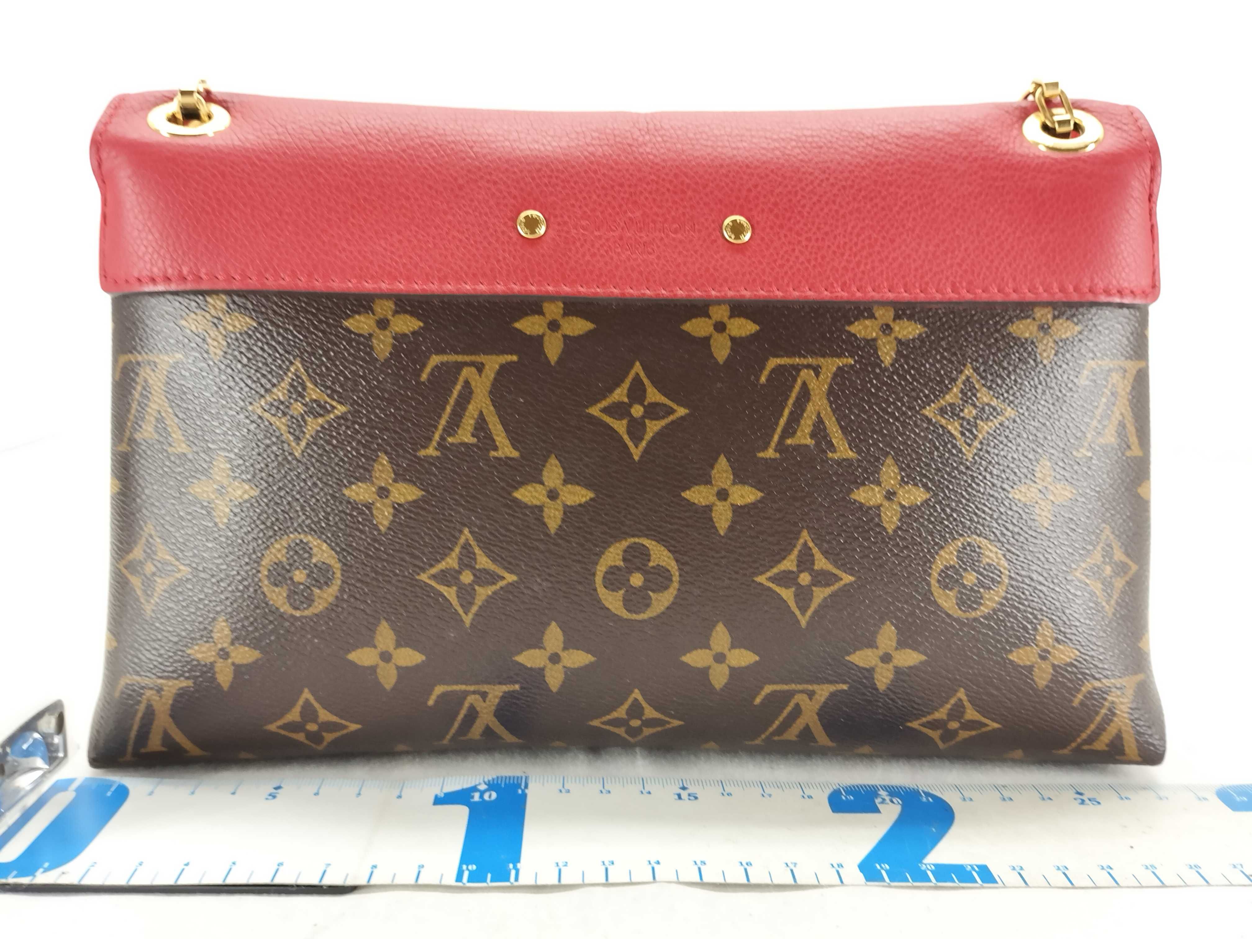 Monogram Louis Vuitton Monogram x Leather Pallas Chain M41201 MI4154 Brown x Red Shoulder Bag — view 2