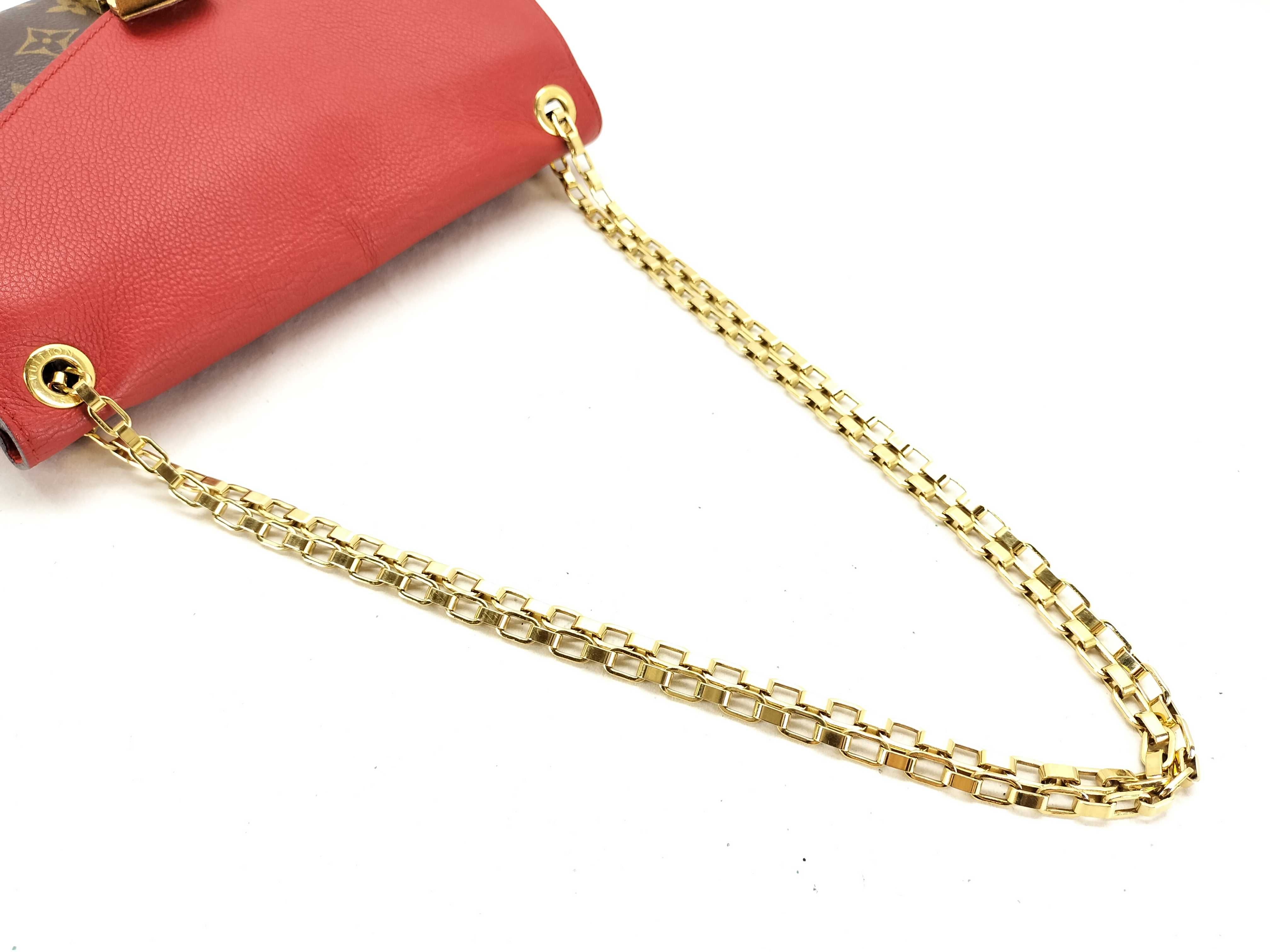 Monogram Louis Vuitton Monogram x Leather Pallas Chain M41201 MI4154 Brown x Red Shoulder Bag — view 3