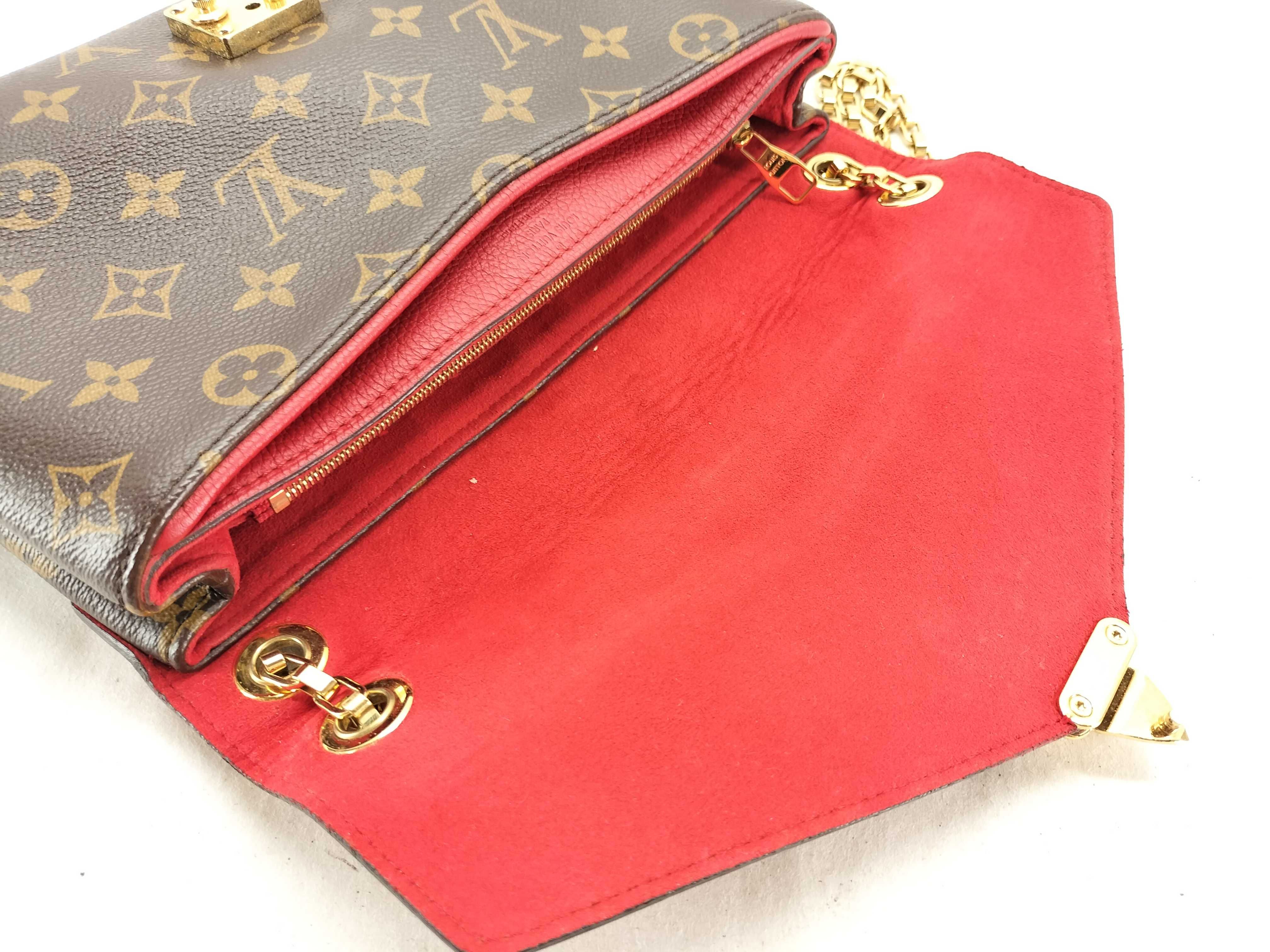 Monogram Louis Vuitton Monogram x Leather Pallas Chain M41201 MI4154 Brown x Red Shoulder Bag — view 8