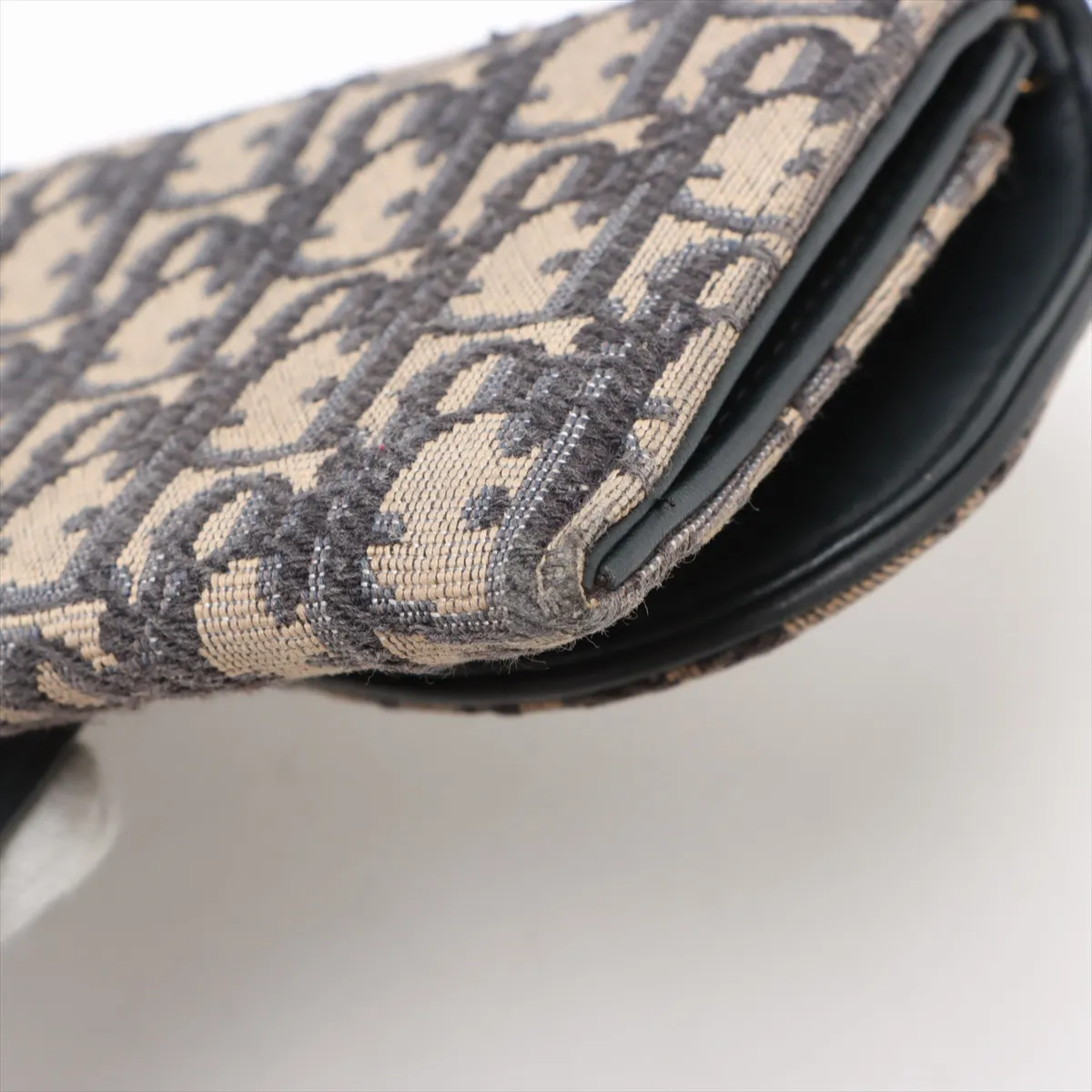Oblique Canvas x Leather Chain Wallet Navy — view 13