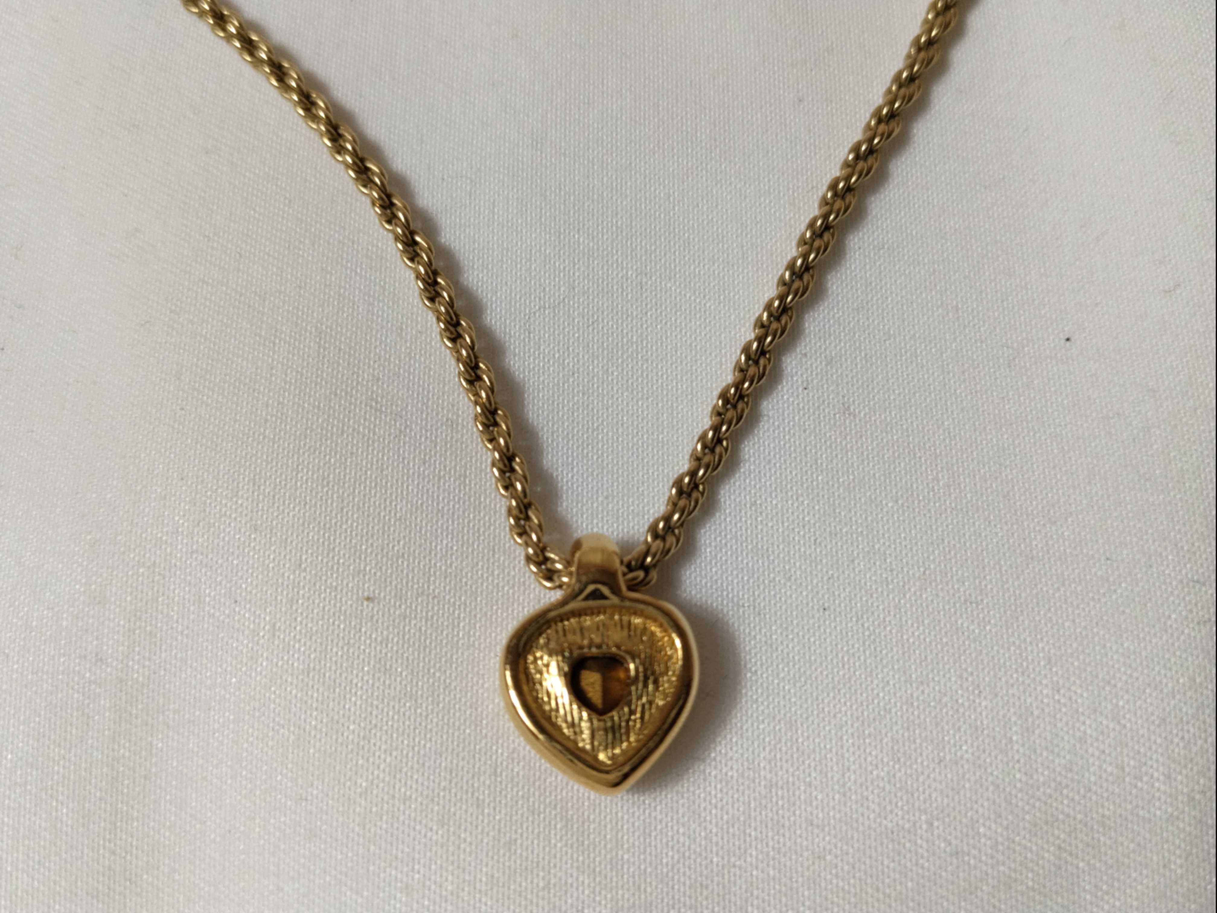 Rhinestone Heart Gold Necklace — view 2