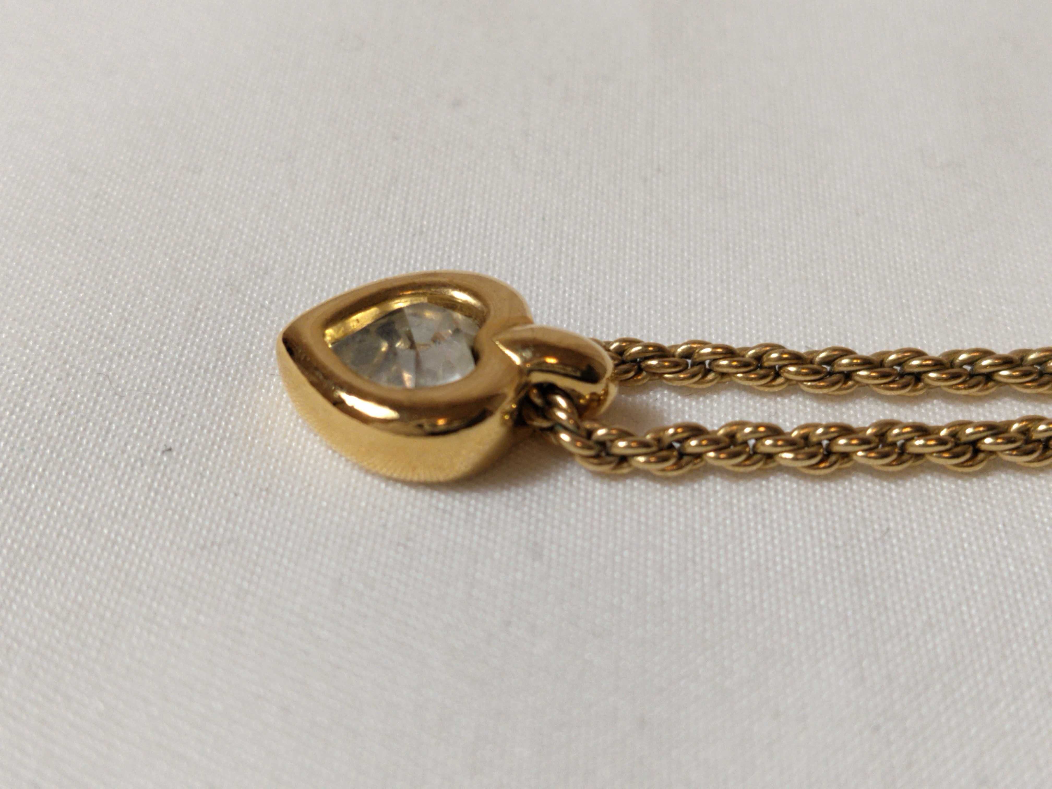 Rhinestone Heart Gold Necklace — view 3
